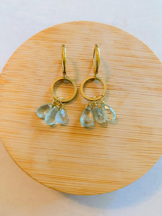 Moss Aquamarine Circle Earring