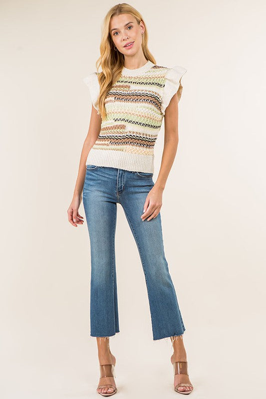 STRIPED JACQUARD PULLOVER VEST