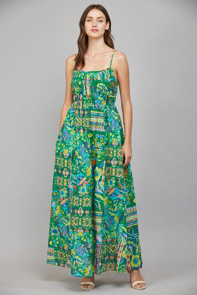 Gathered Bodice Maxi Dress