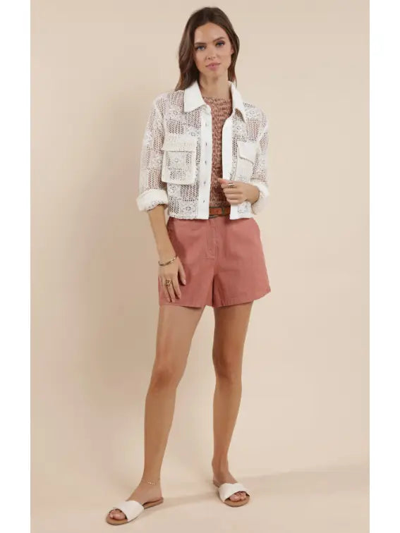 Summer Lovin Crochet Linen Jacket : Ivory