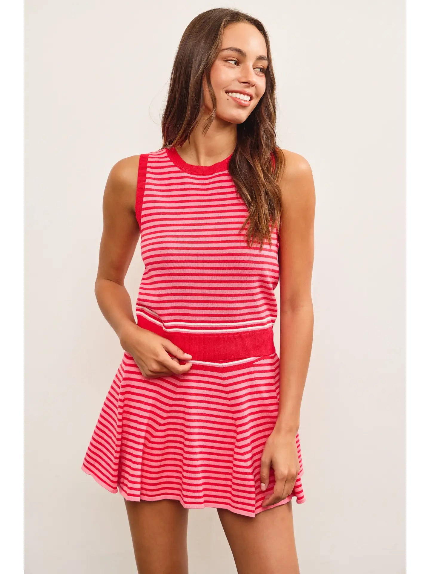 Striped Sleeveless Sweater Top