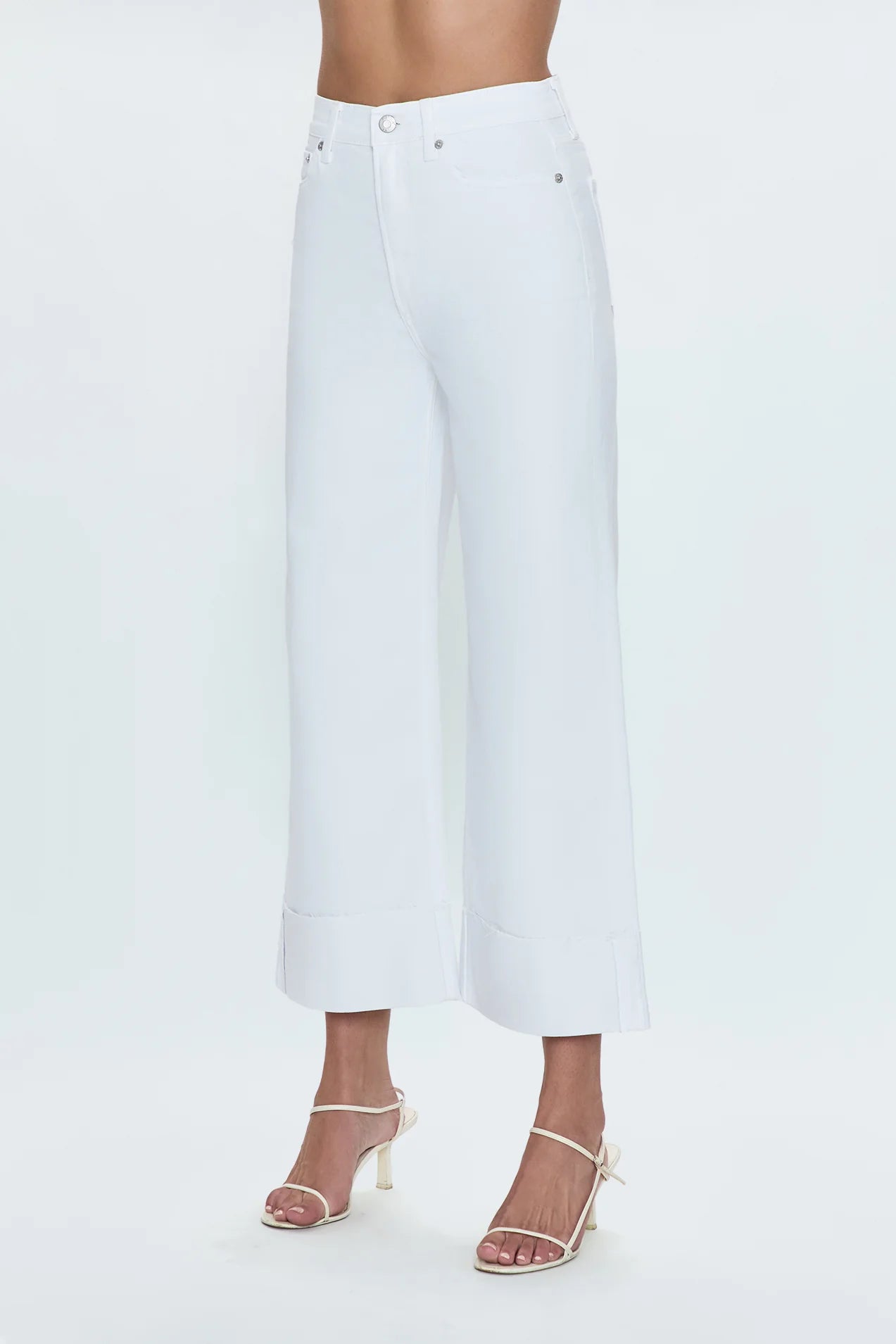 LANA CROP CUFF HIGH RISE ULTRA WIDE LEG- VIVID WHITE