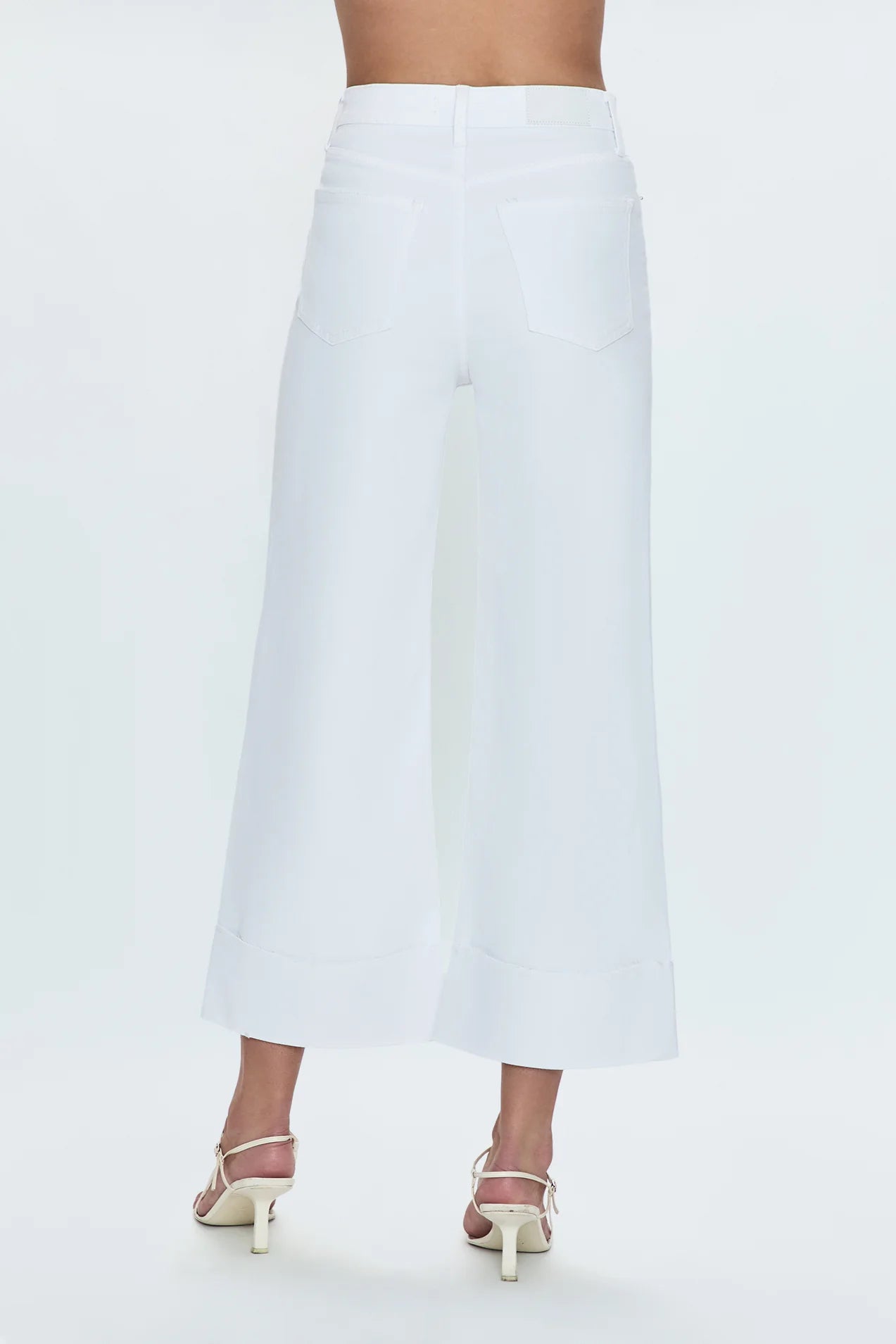 LANA CROP CUFF HIGH RISE ULTRA WIDE LEG- VIVID WHITE