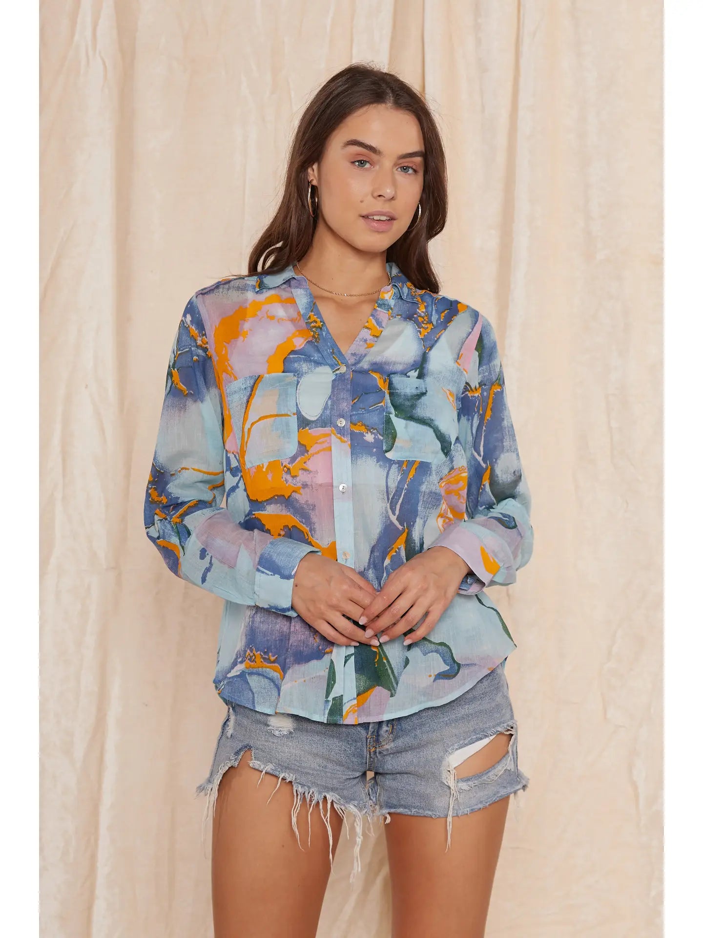 Abstract Button Down Top