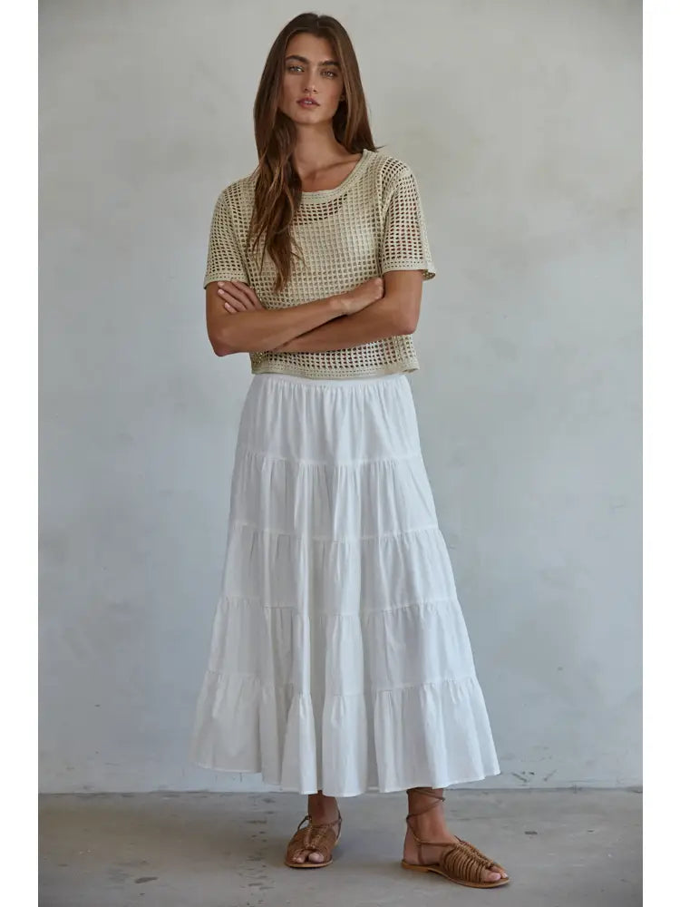 Knit Sweater Acrylic See Through Short Sleeve Top