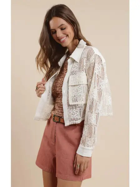 Summer Lovin Crochet Linen Jacket : Ivory