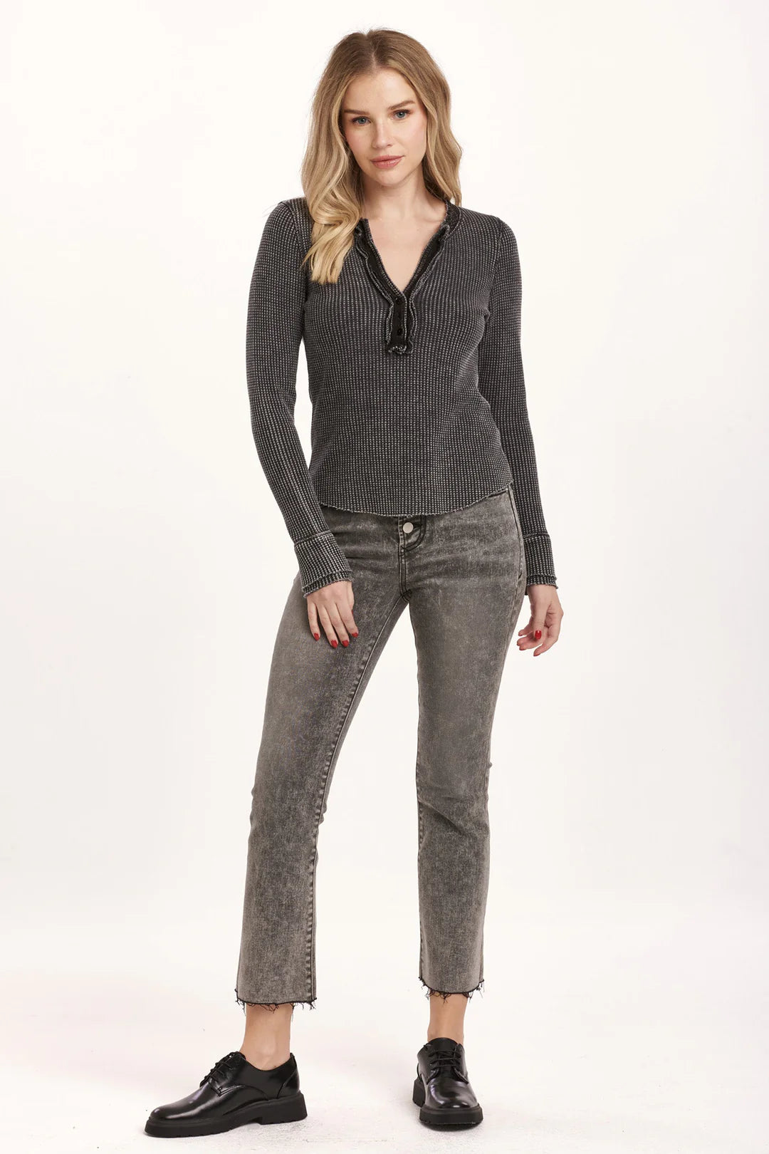 LUNA THERMAL PLACKET TOP BLACK