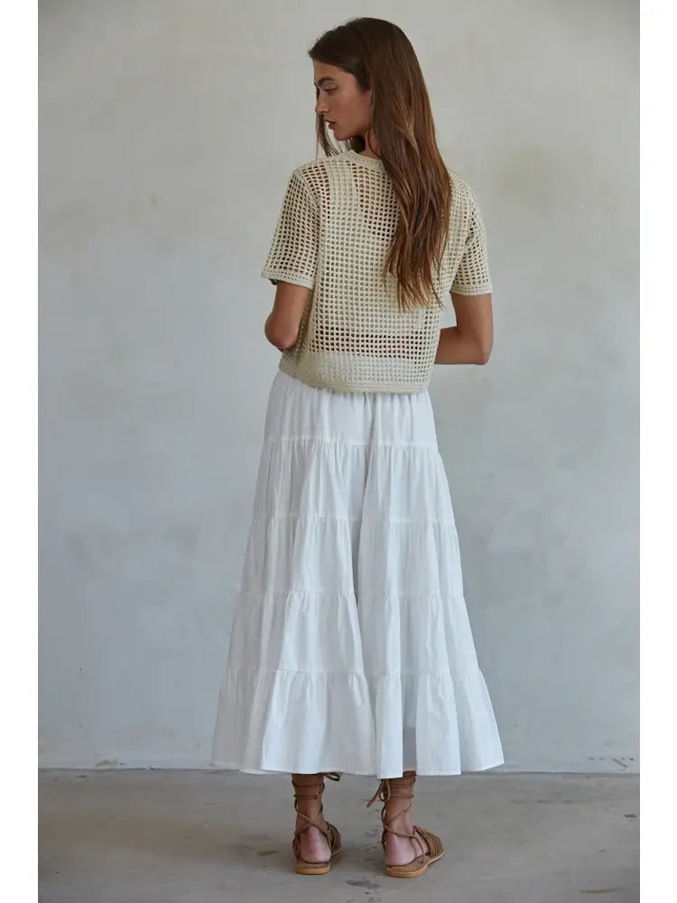 Knit Sweater Acrylic See Through Short Sleeve Top
