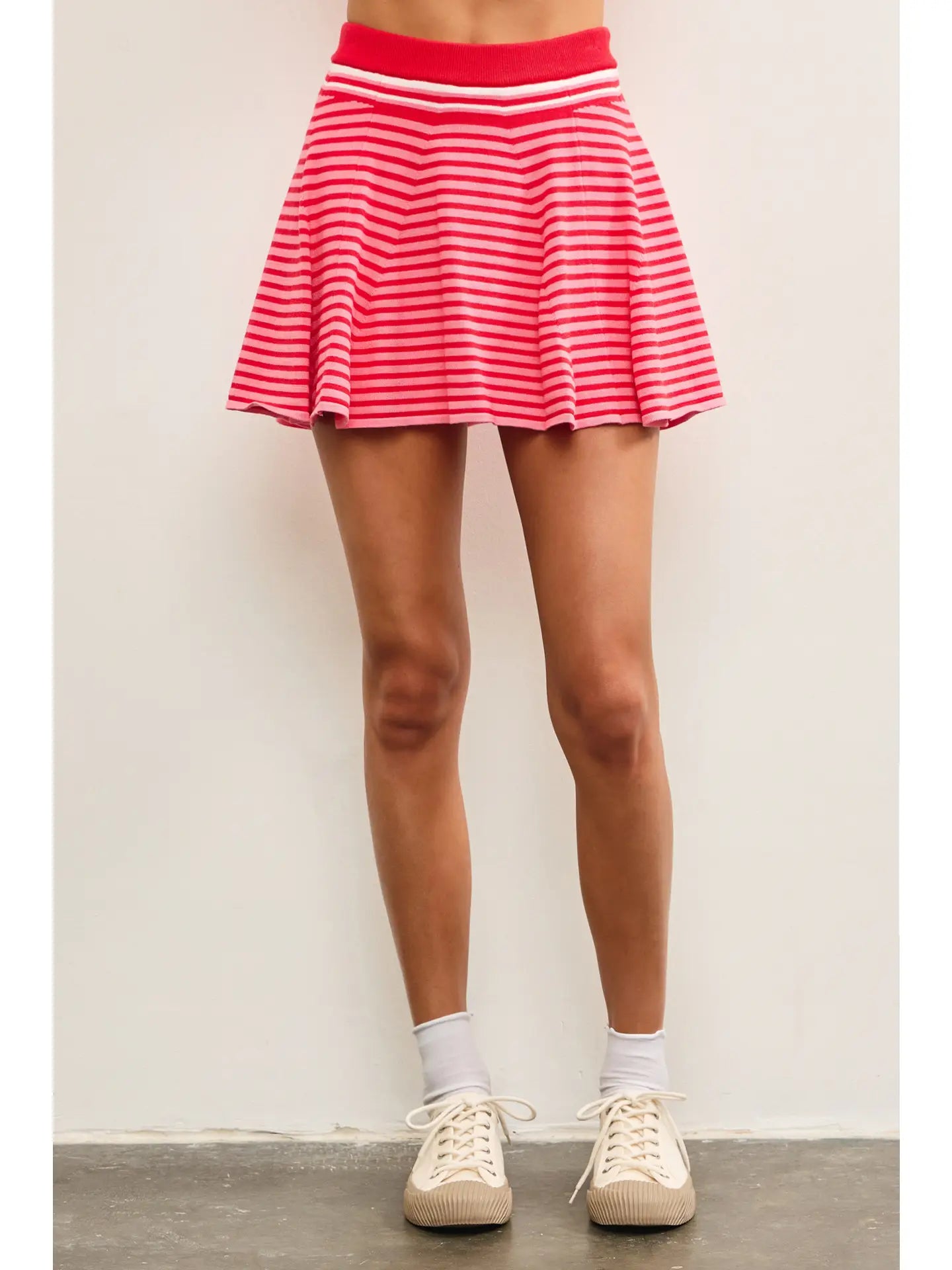 Striped Flare Sweater Skort