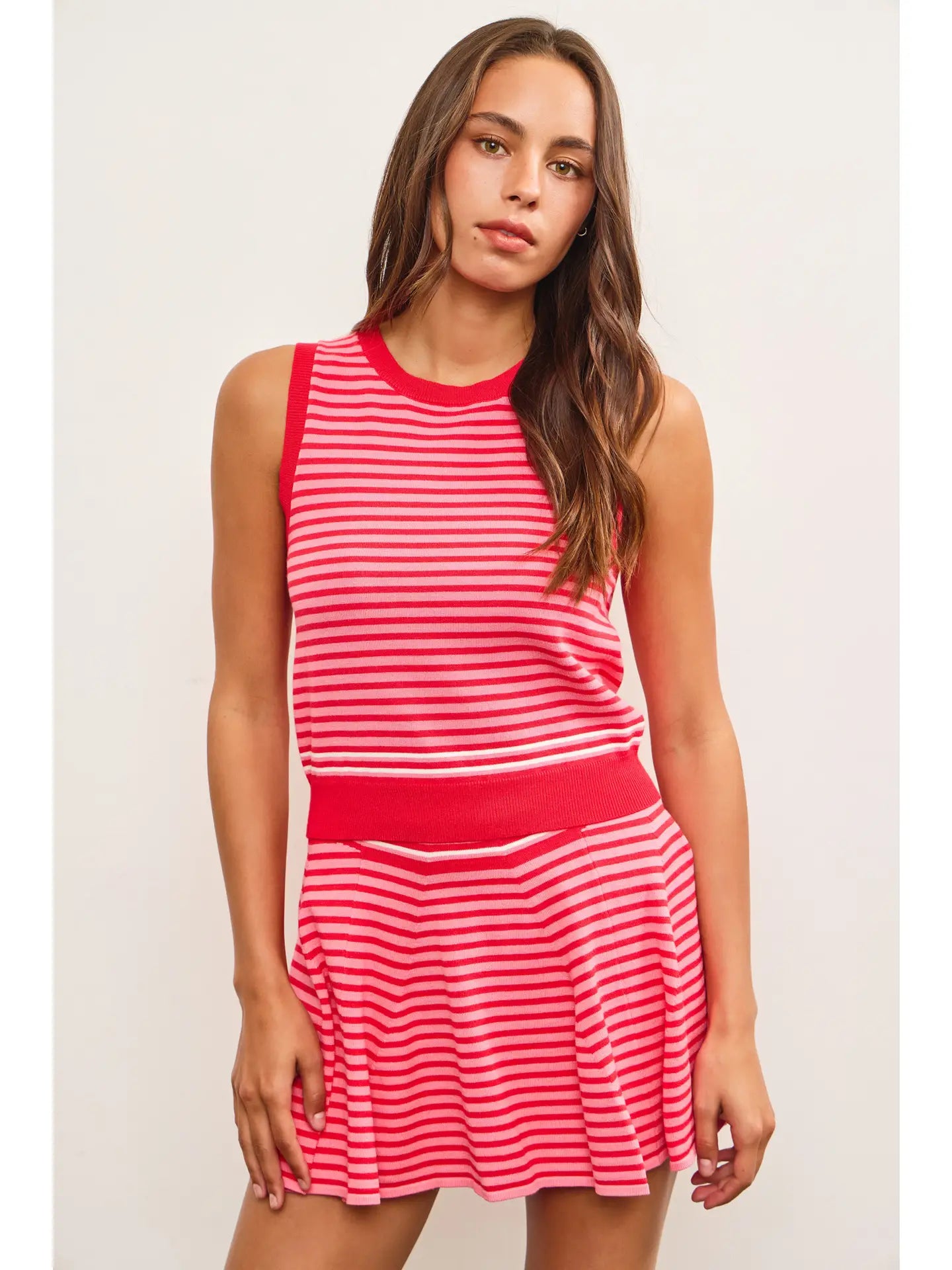Striped Sleeveless Sweater Top