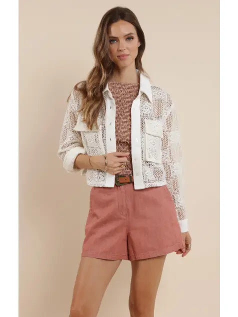 Summer Lovin Crochet Linen Jacket : Ivory