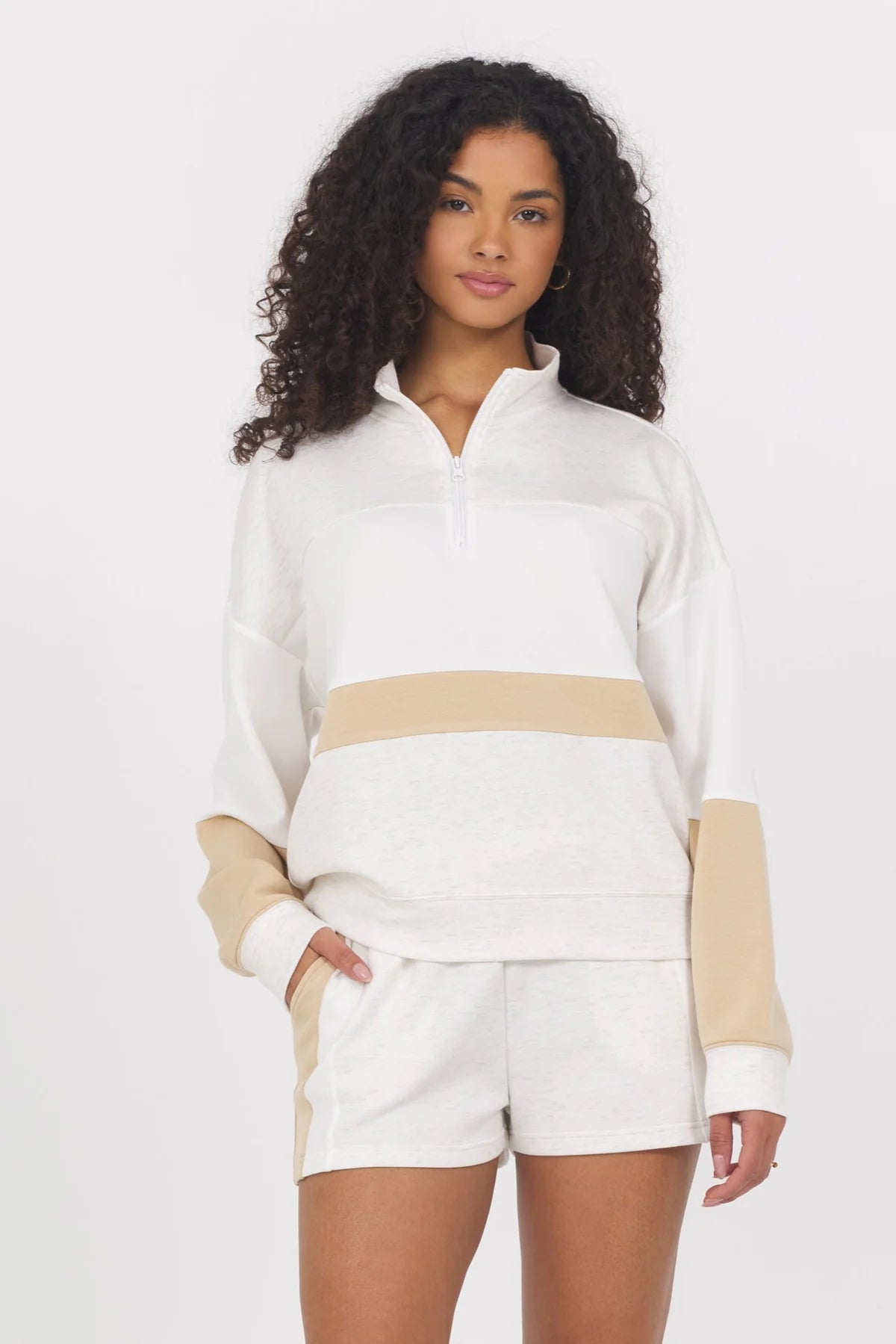 COLOR BLOCK CLOUD FLEECE QUARTER