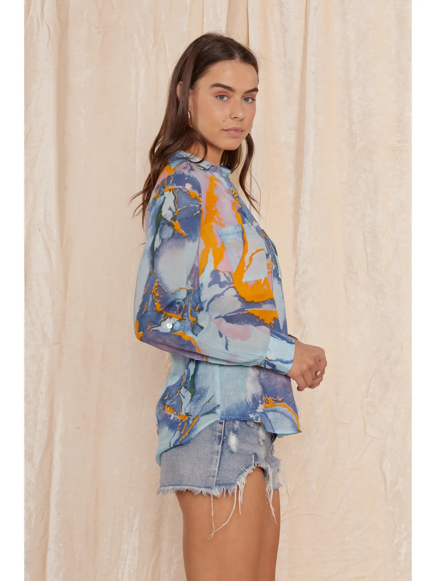 Abstract Button Down Top