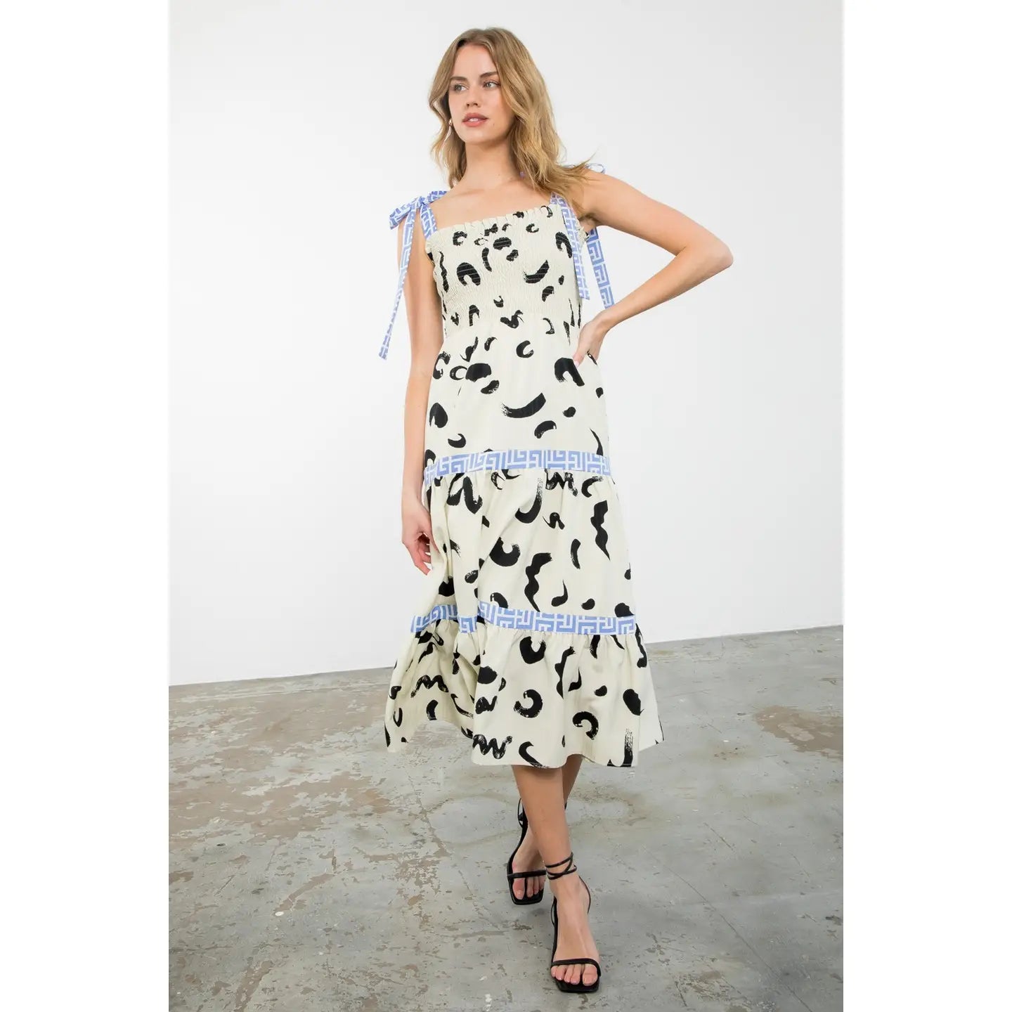 Tie Strap Tiered Dress