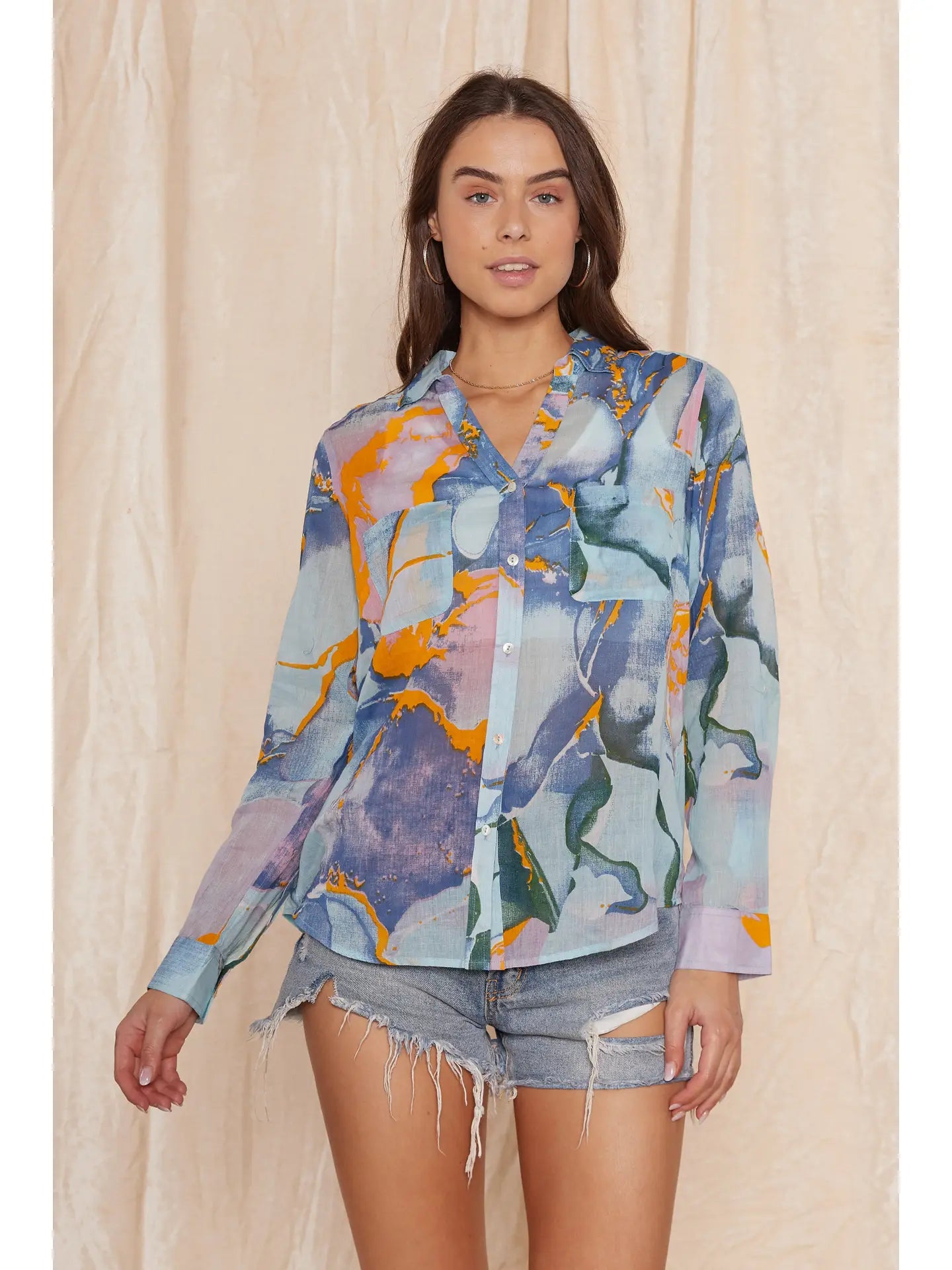 Abstract Button Down Top