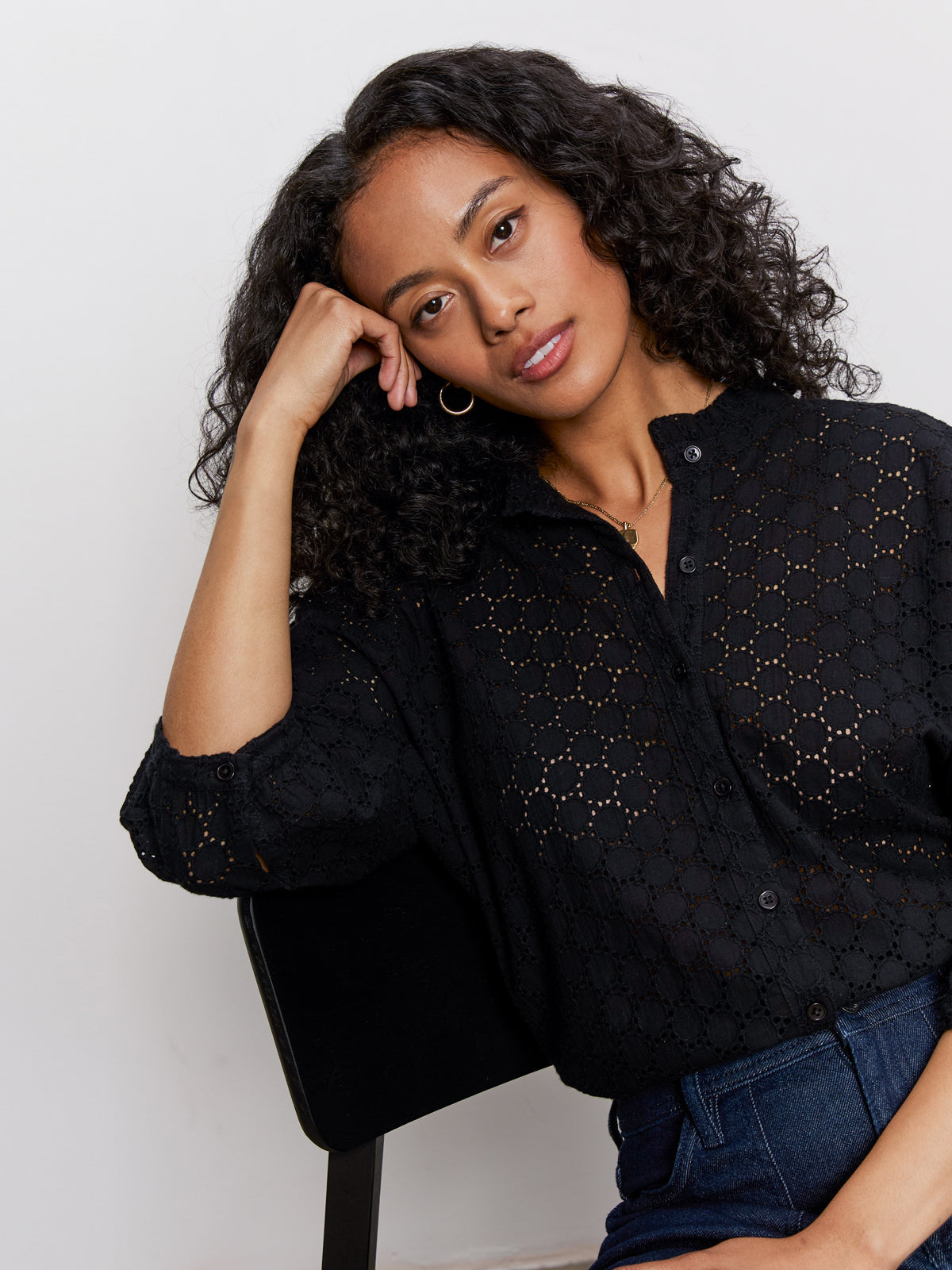 PETAL DROP BLOUSE BLACK