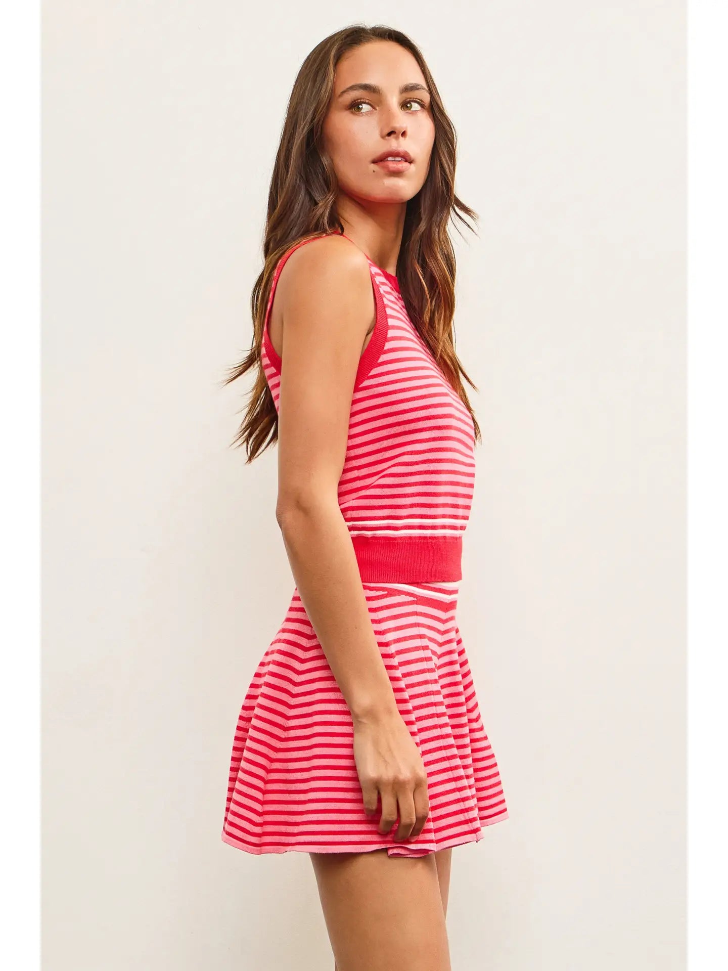 Striped Sleeveless Sweater Top