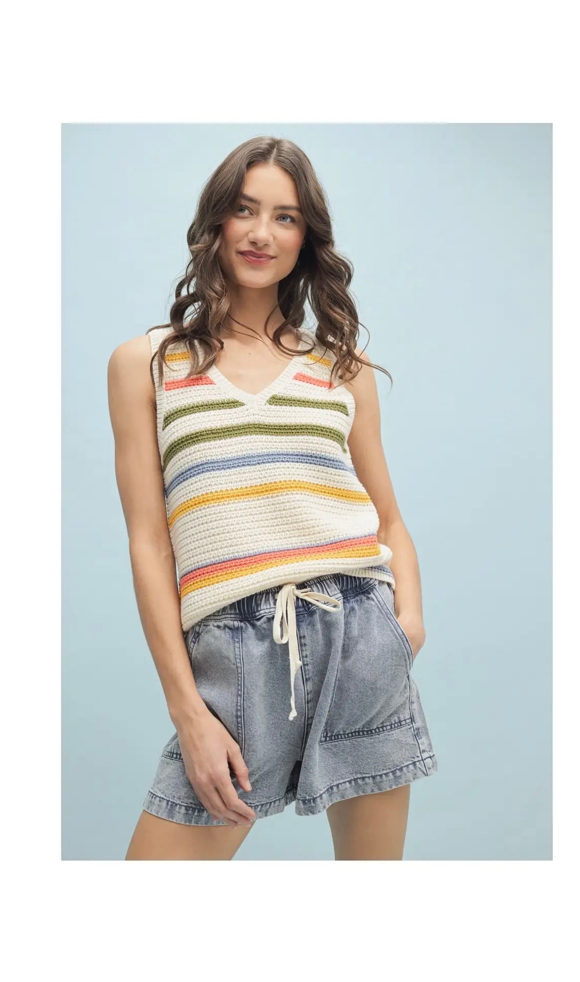 Multi-Color Striped Sweater Tank