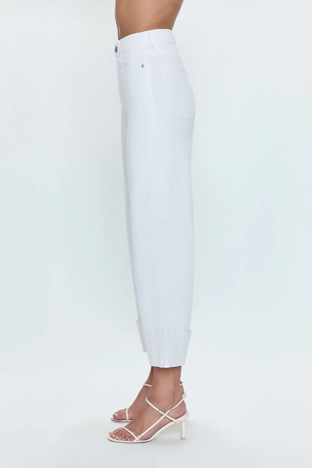LANA CROP CUFF HIGH RISE ULTRA WIDE LEG- VIVID WHITE
