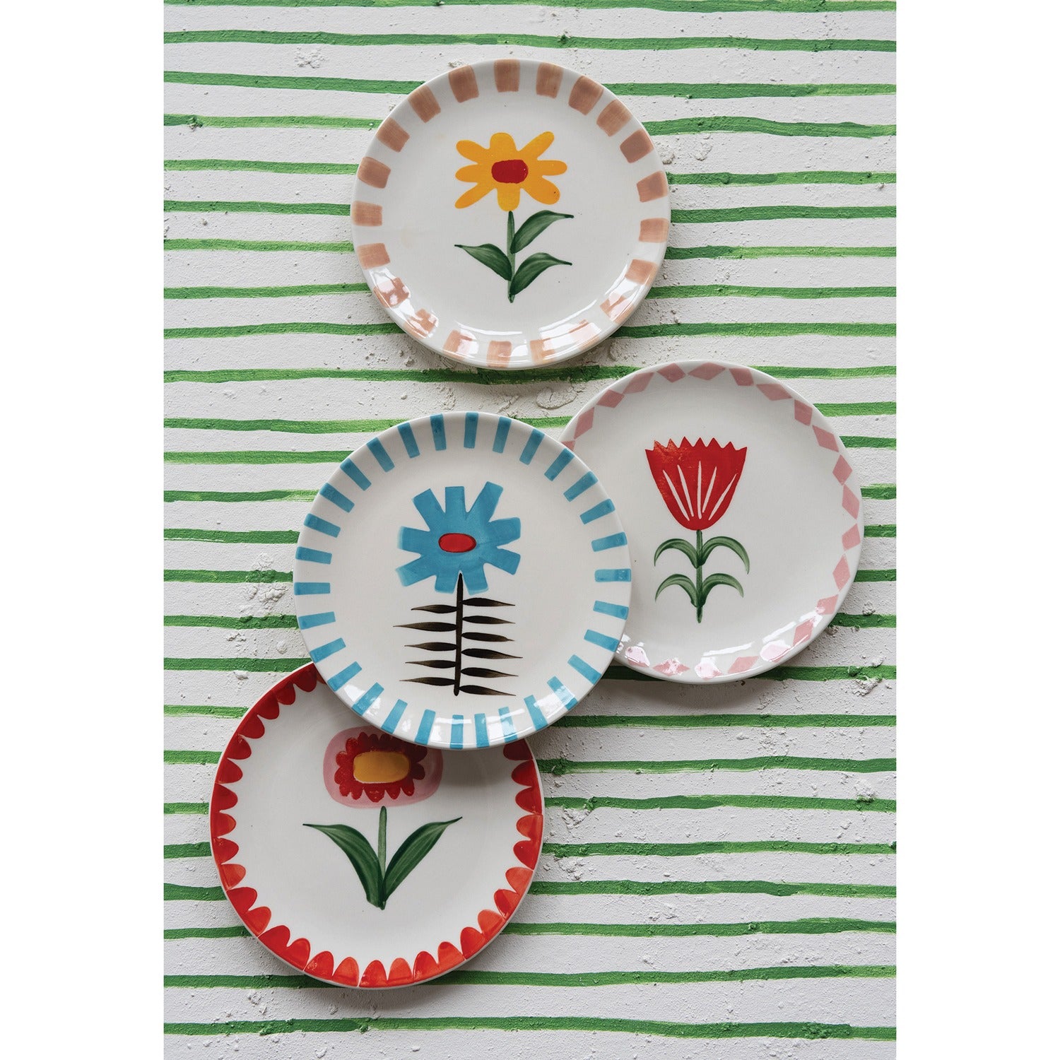 7"Rd Stoneware Plate w Flower