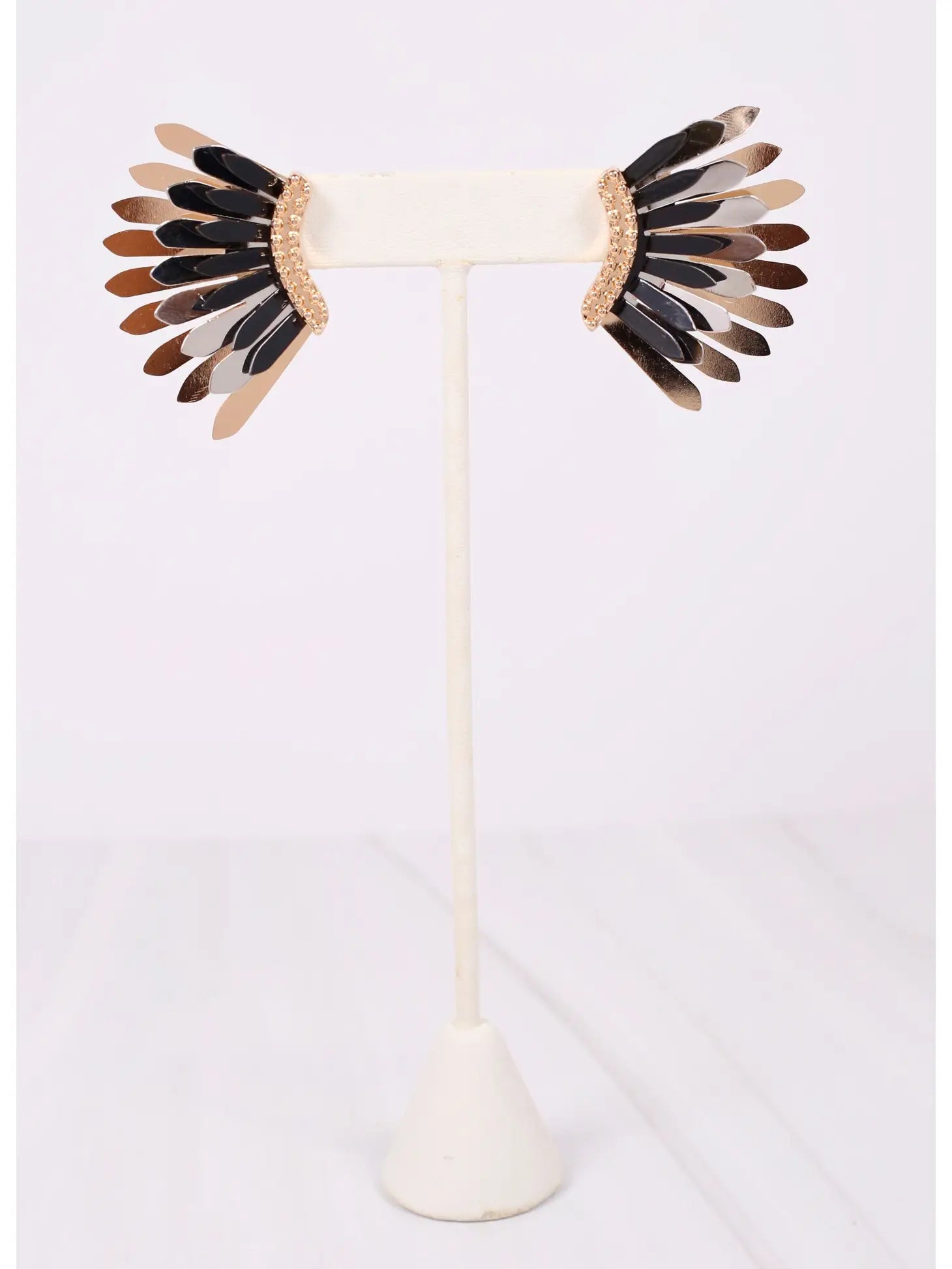 Fernie Metal Fan Earring Tri Tone