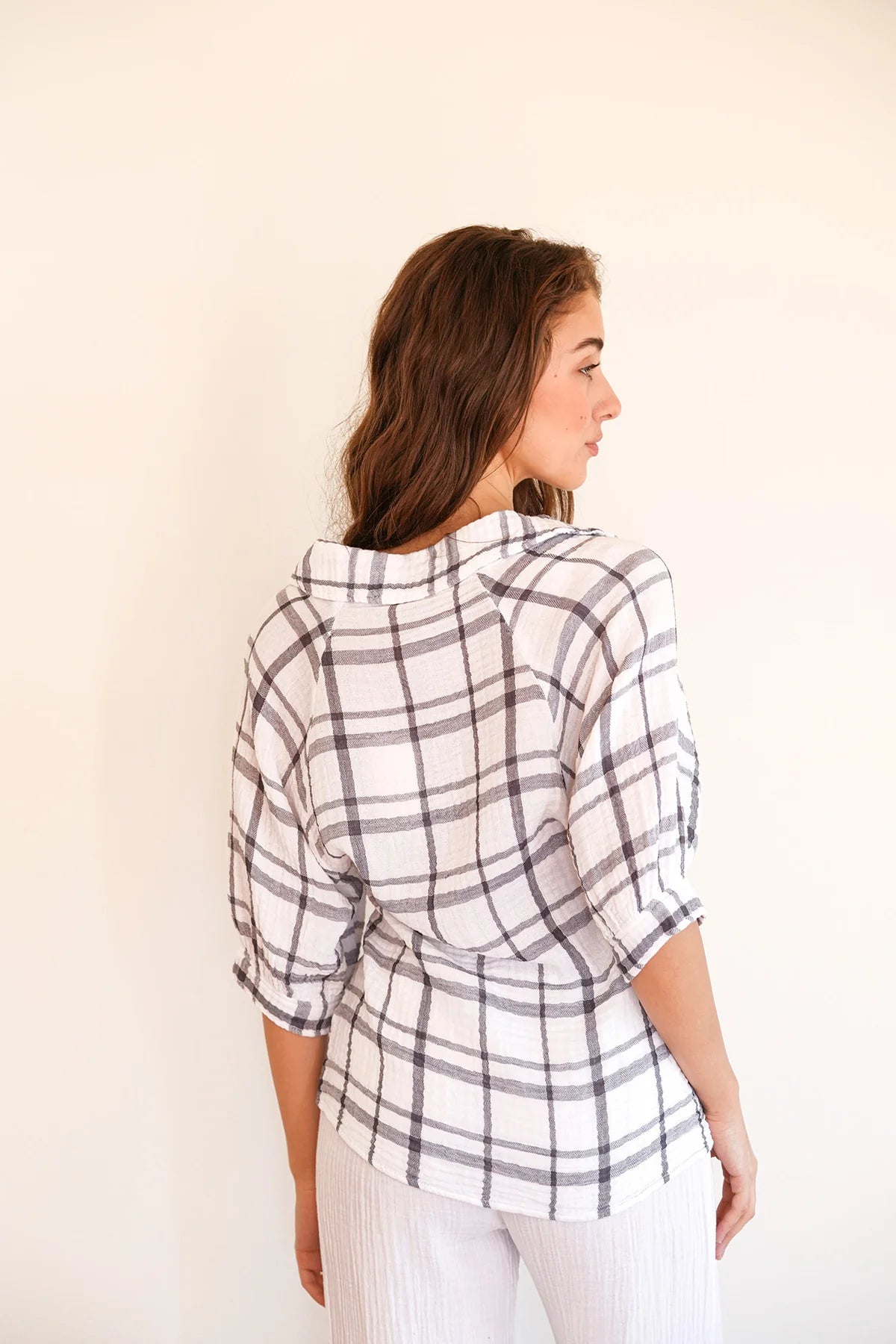 Ashley Top - White Plaid