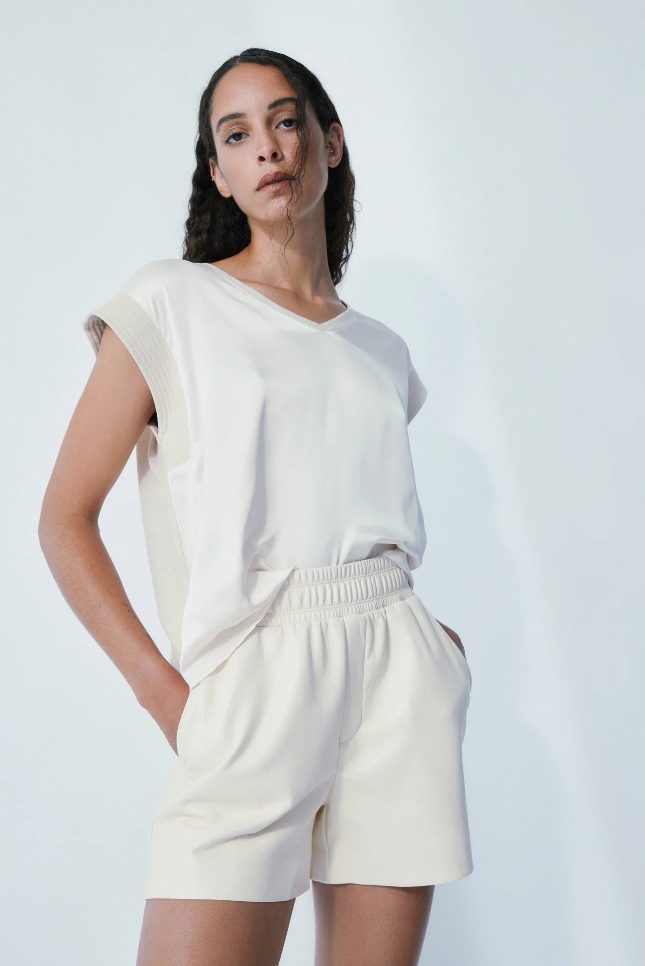 LILO Cream Easy Faux Leather Short