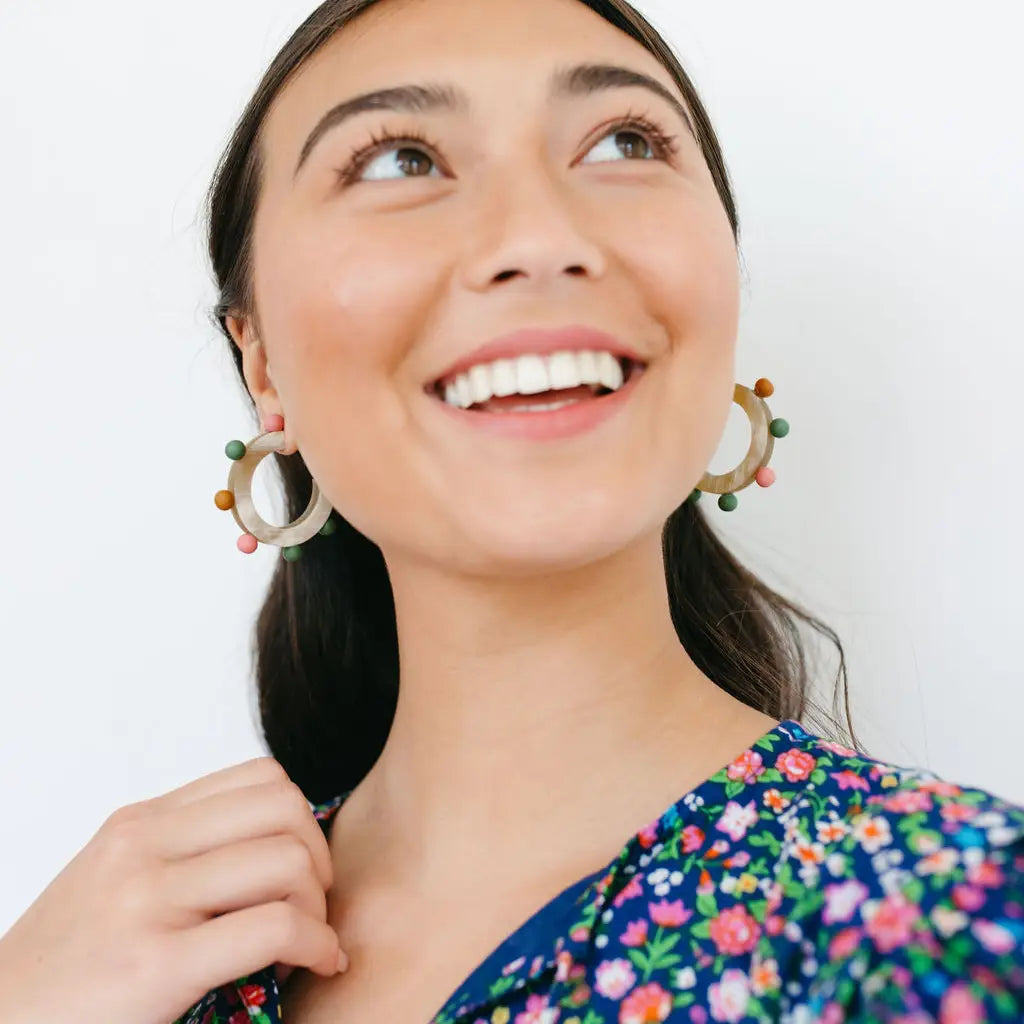 Rainbow Bead Hoops