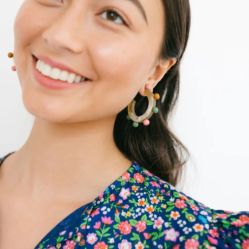 Rainbow Bead Hoops