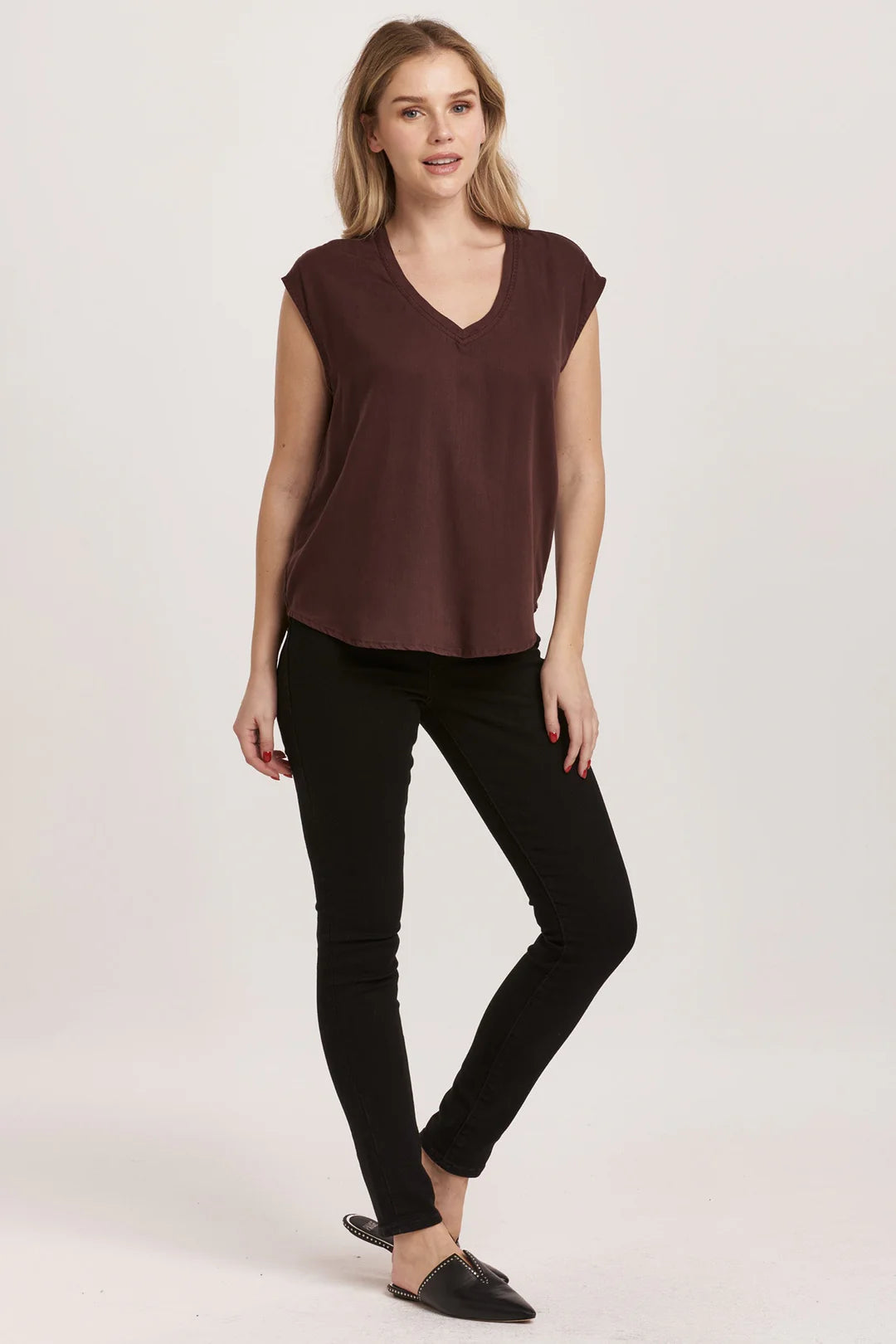 YANIS SLEEVELESS TOP GROUND COFFEE