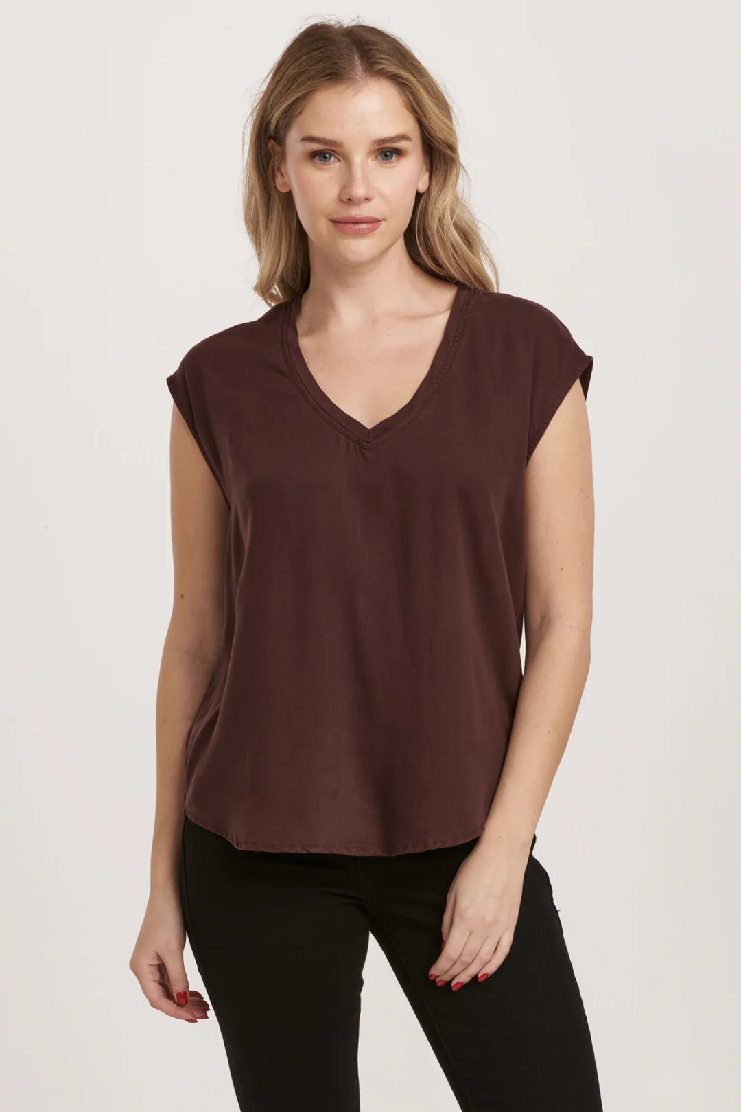 YANIS SLEEVELESS TOP GROUND COFFEE