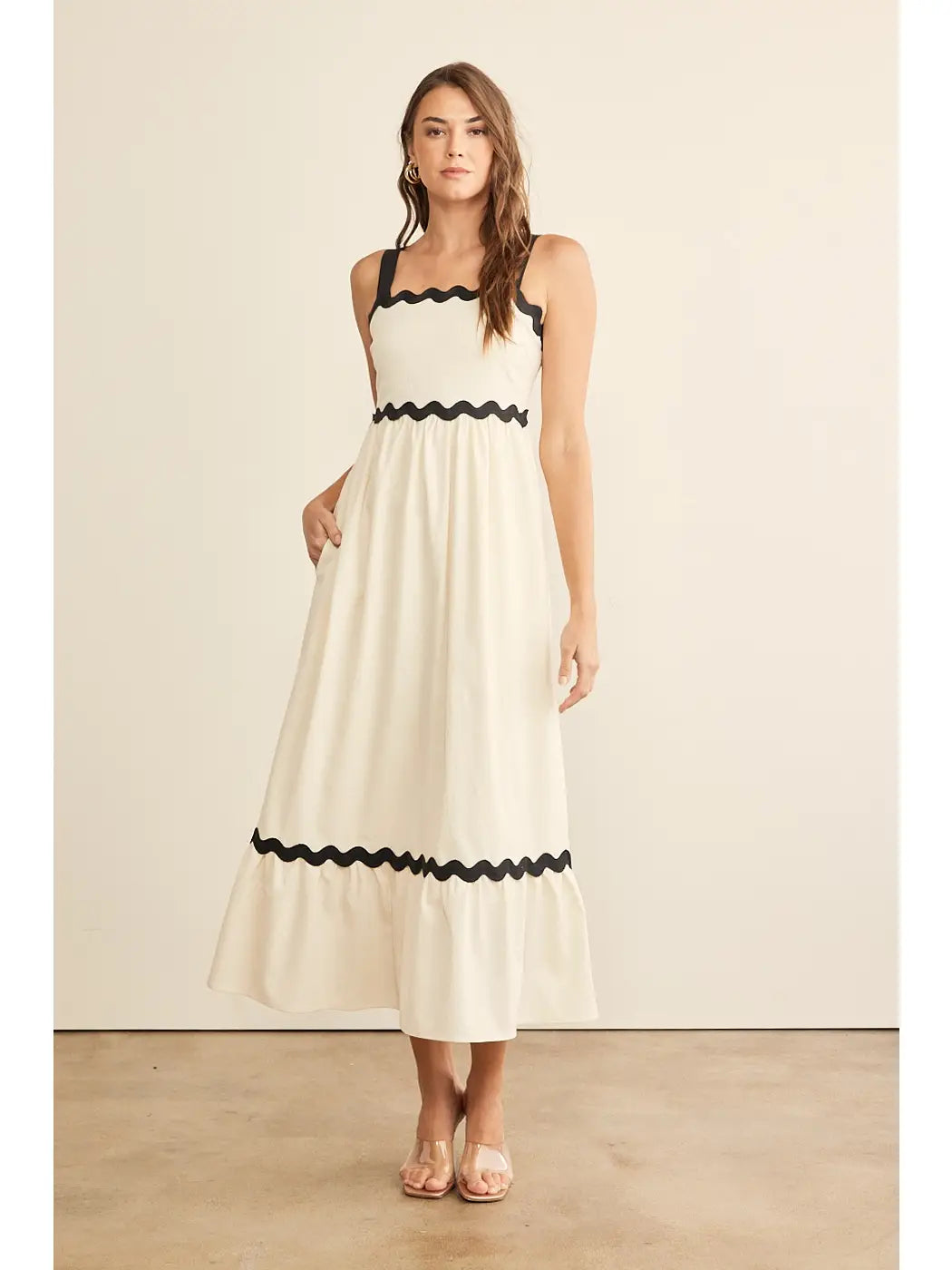 Contrast Maxi Dress with Smocked Back