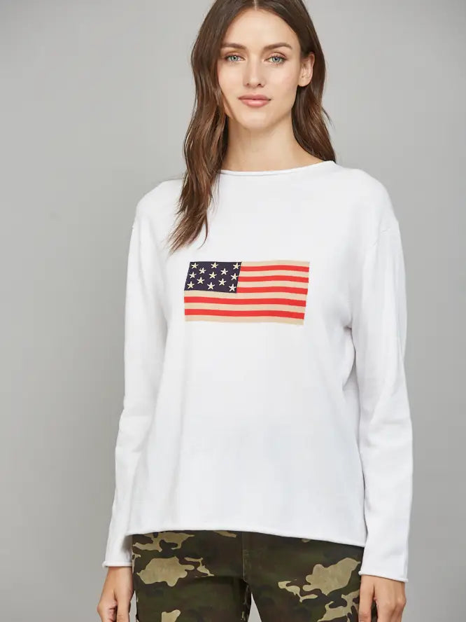 Flag Graphic Long Sleeve Sweater