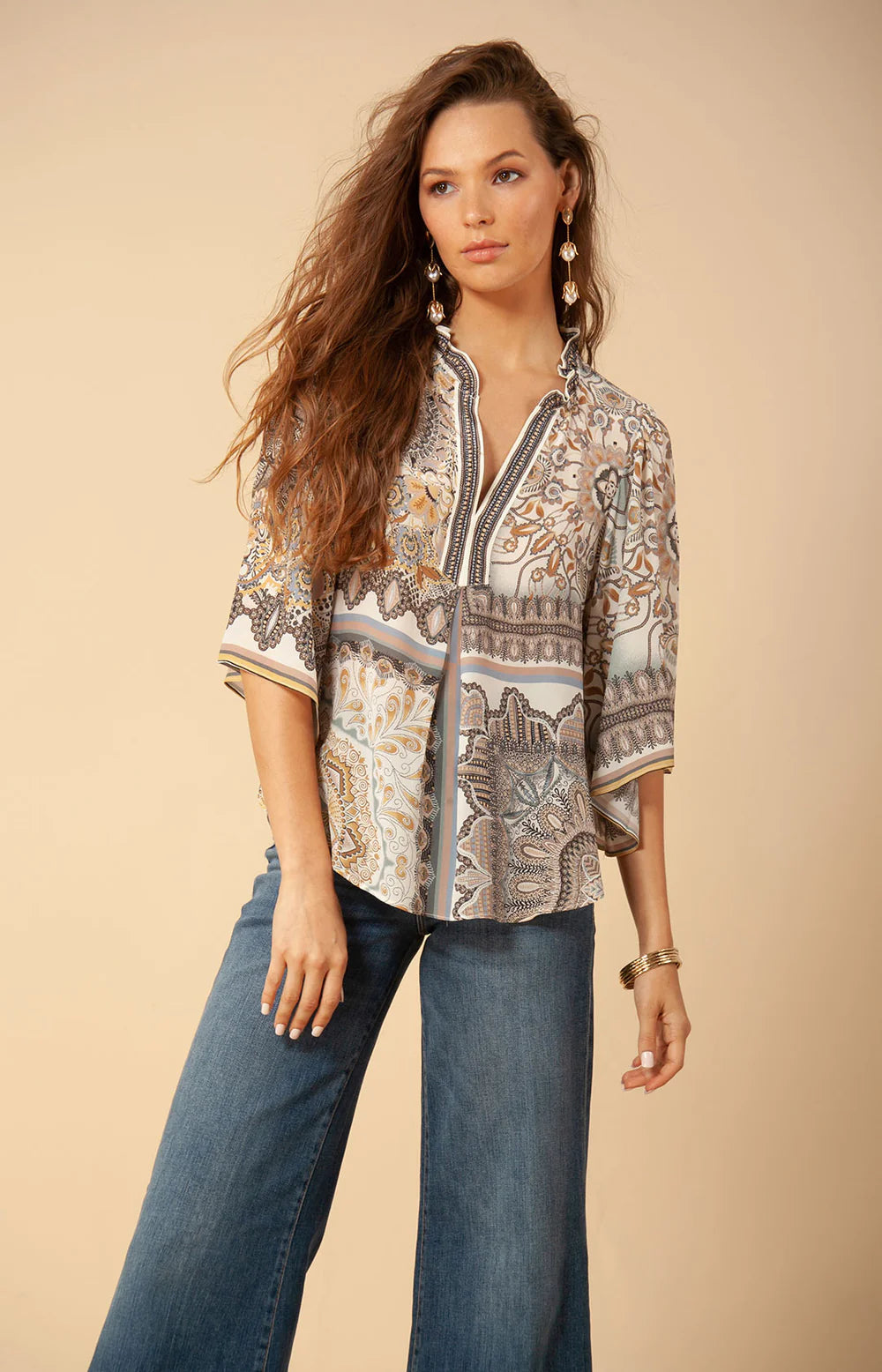 Hale Bob Janessa Silk Bell Sleeve Top