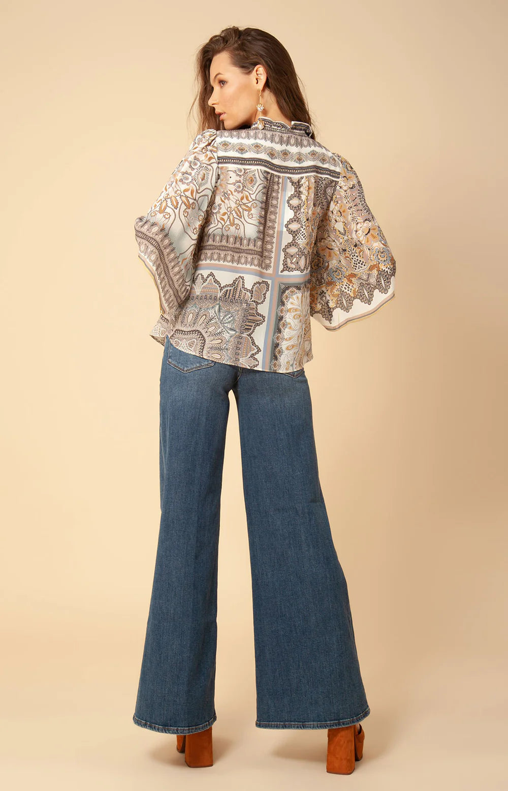 Hale Bob Janessa Silk Bell Sleeve Top