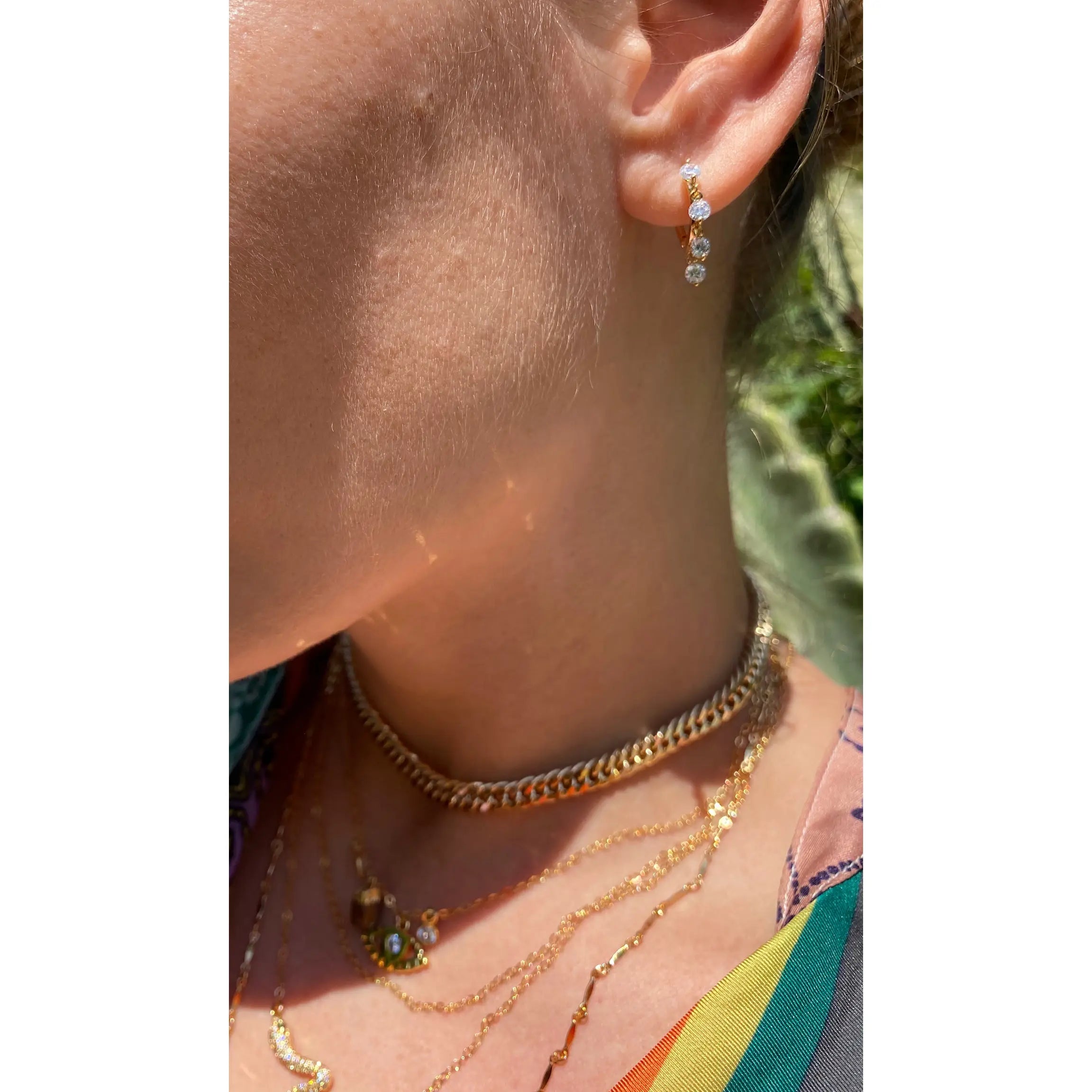 NATIVE GEM FLOATING DIAMOND HUGGIES