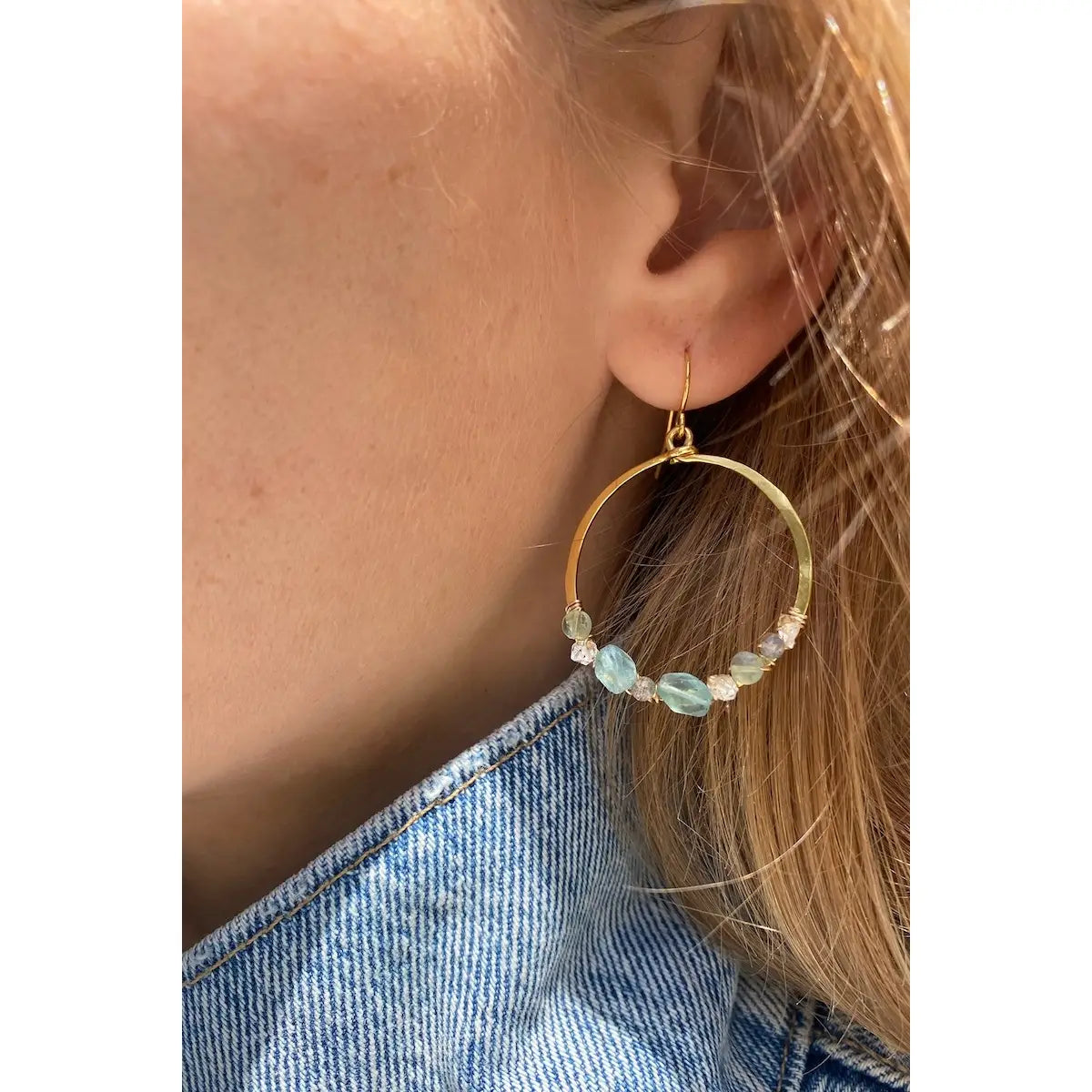 NATIVE GEM FAIRYDUST CIRCLE EARRINGS- APATITE