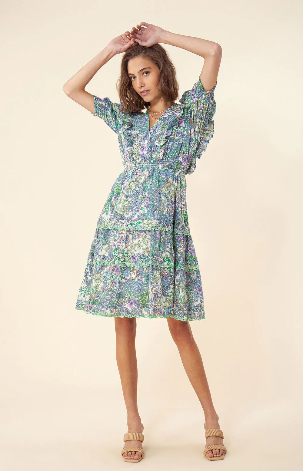 Hale Bob Eola Eyelet Trim Voile Dress