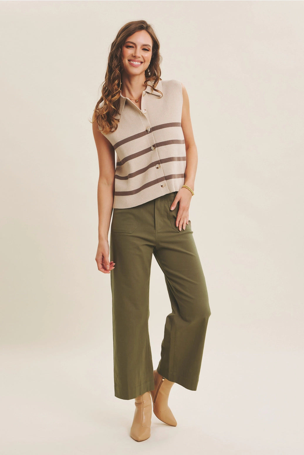 All Season Layering Viscose Rib Button-Down Sweater Vest