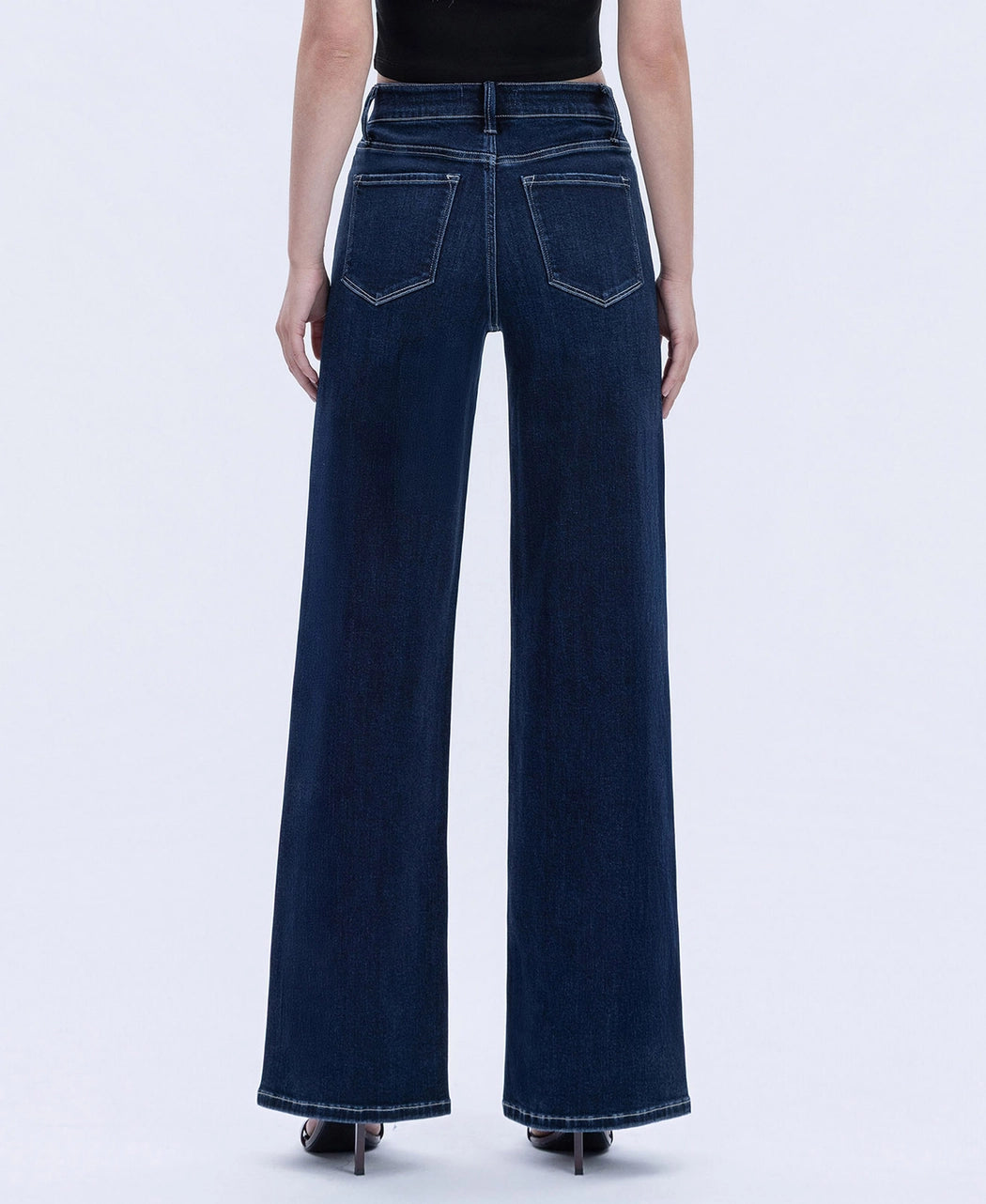 High Rise Dark Wash Full Length Wide Jeans