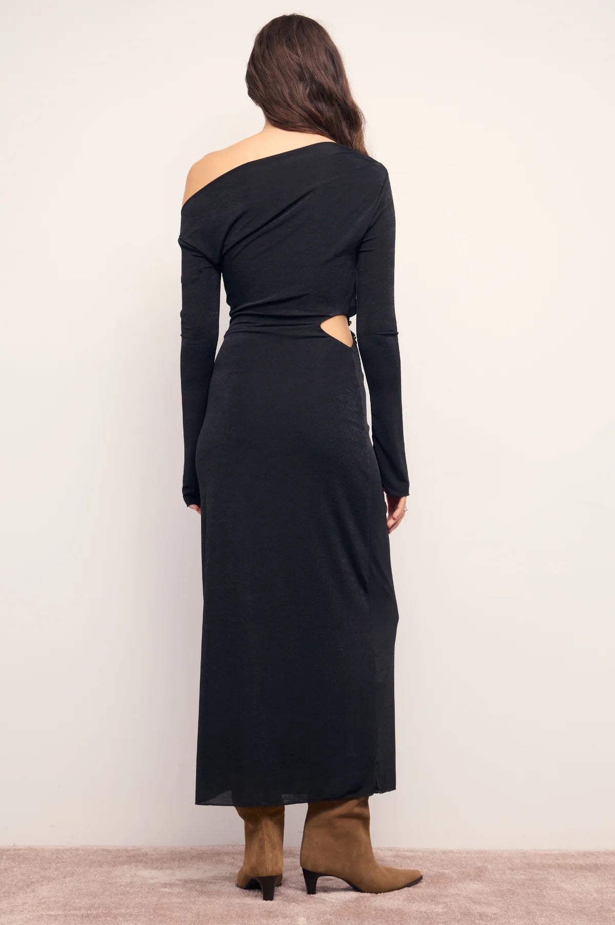 MAREN JEWELLED ASYMMETRICAL MIDI DRESS
