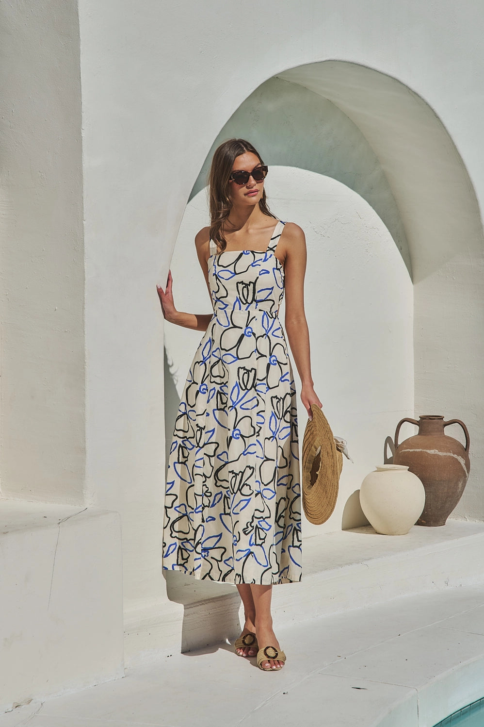 Tercy Floral Steff Open Back Midi Dress