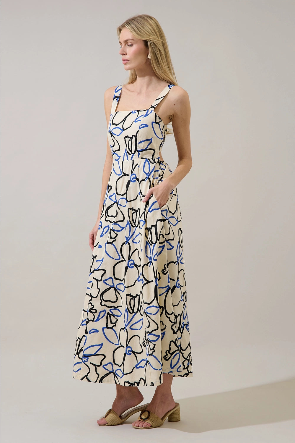Tercy Floral Steff Open Back Midi Dress