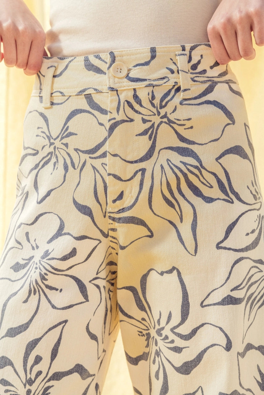 Floral Print Stretch Pants