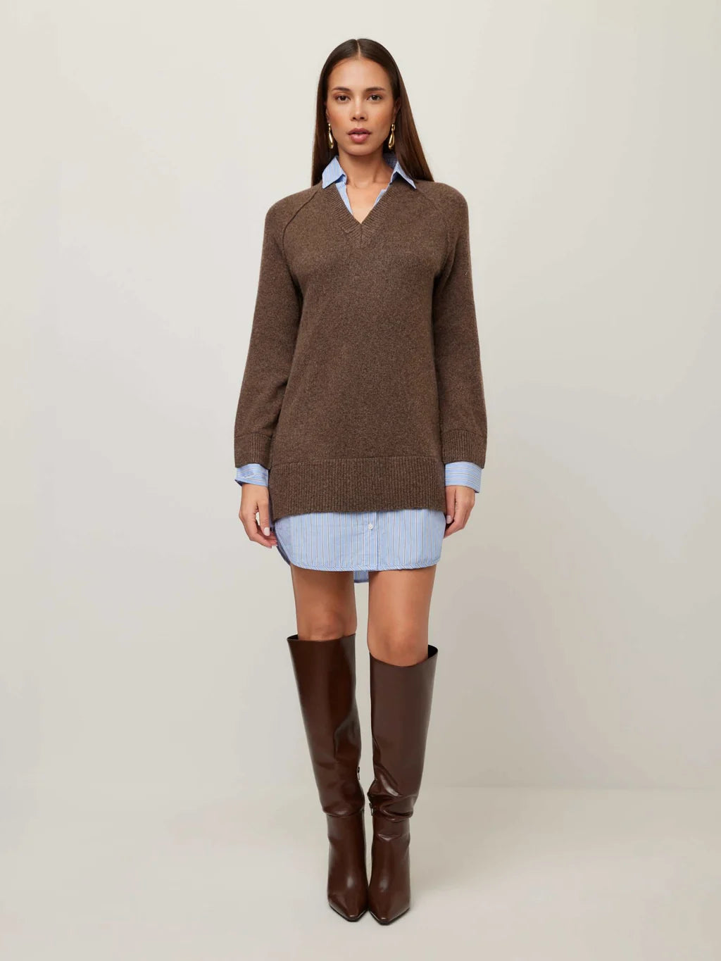 CARRIE MIXED MEDIA SWEATER DRESS