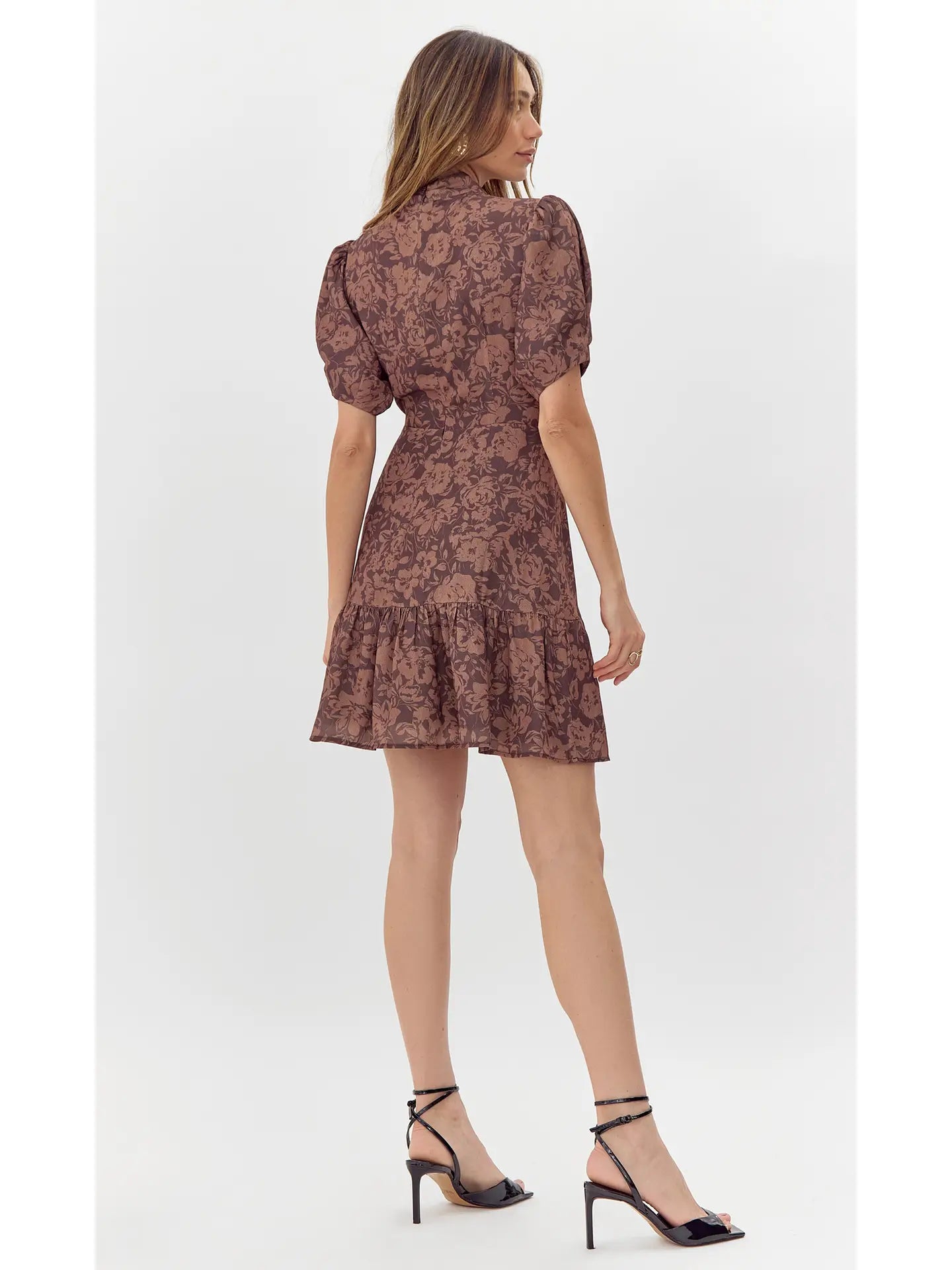 Mira Twist Neck Printed Mini Dress