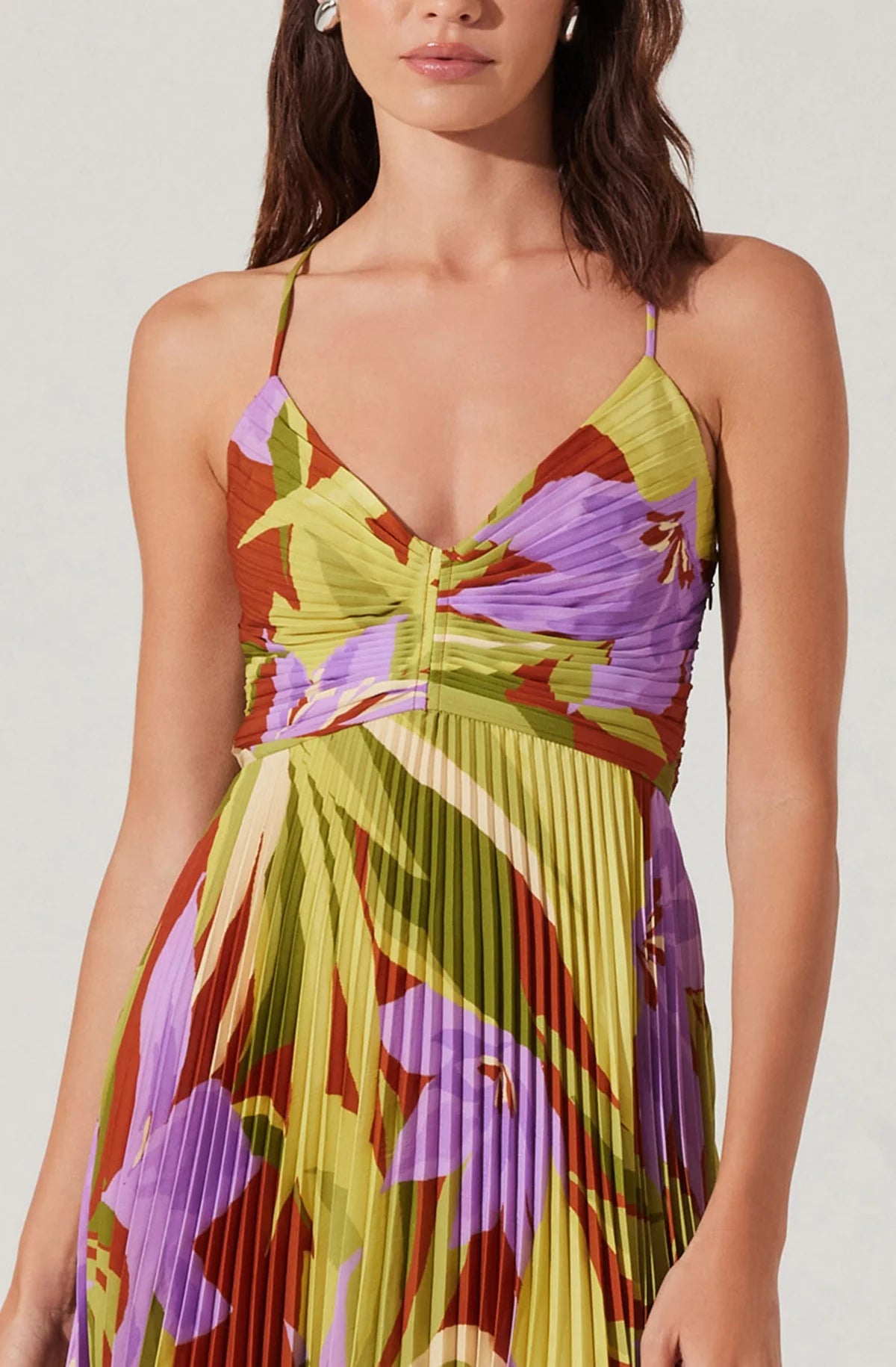 Blythe Floral Plisse Midi Dress