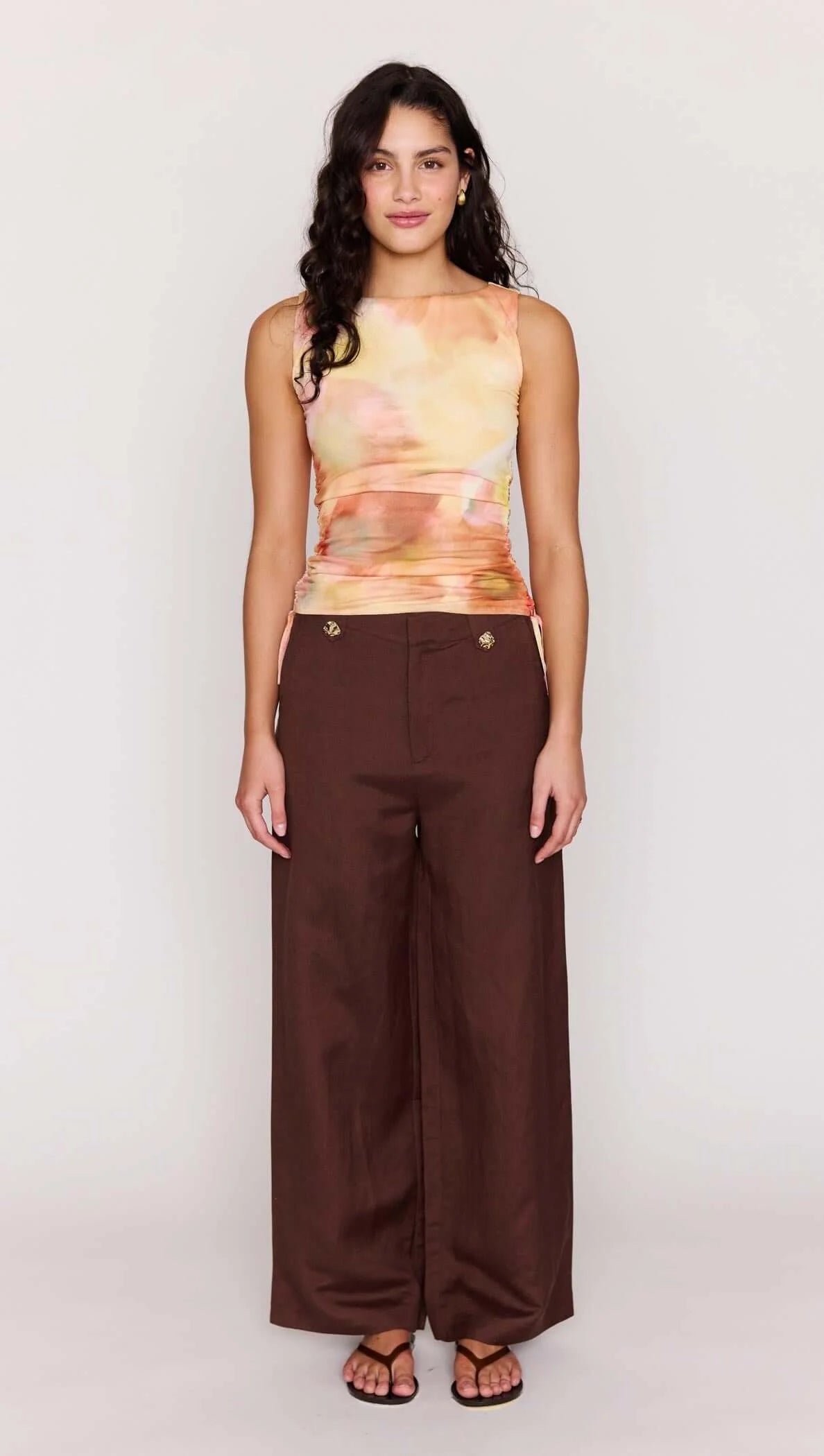 SUNSET TONAL DRAWSTRING MESH TOP