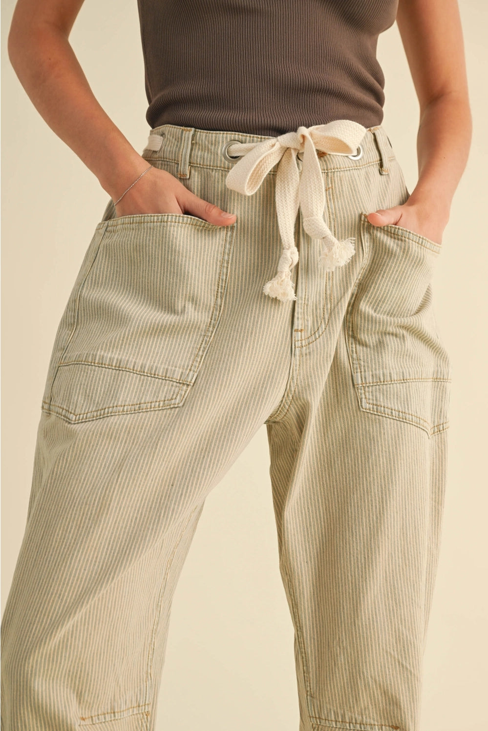 2 Tone Cotton Pants with Cotton Belt