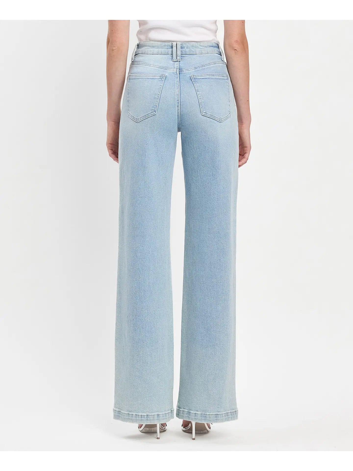High Rise Full Length Light Wash Wide Leg Jeans
